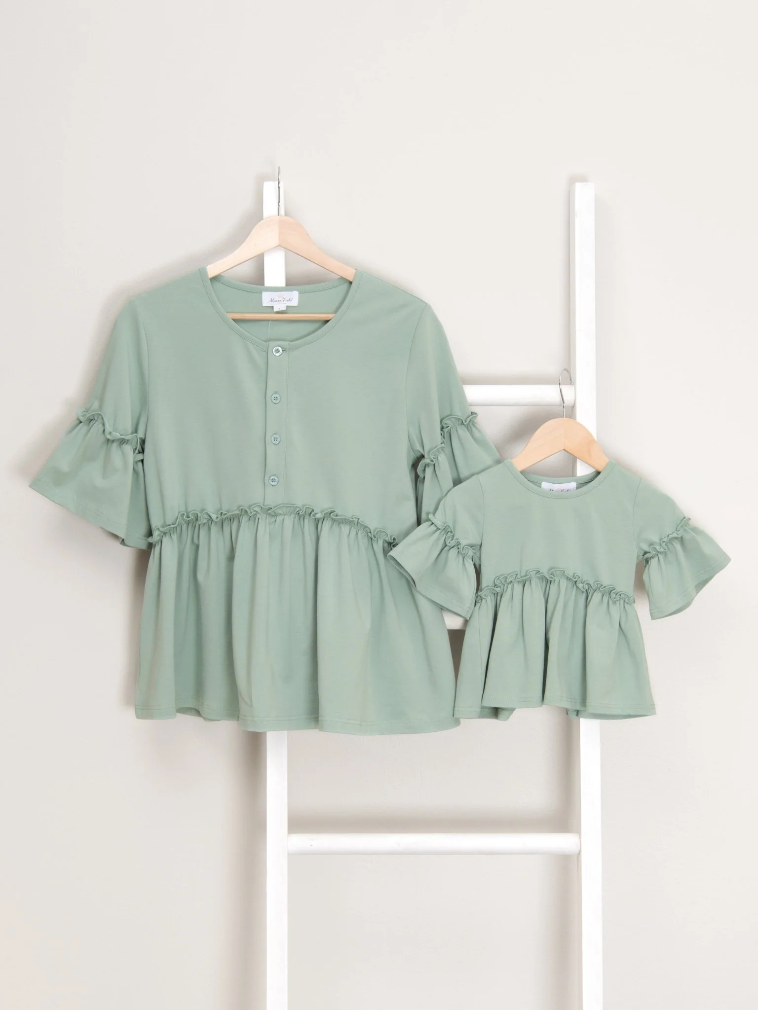 Mom & Me Mint Cotton Ruffle Tunic - Image 8