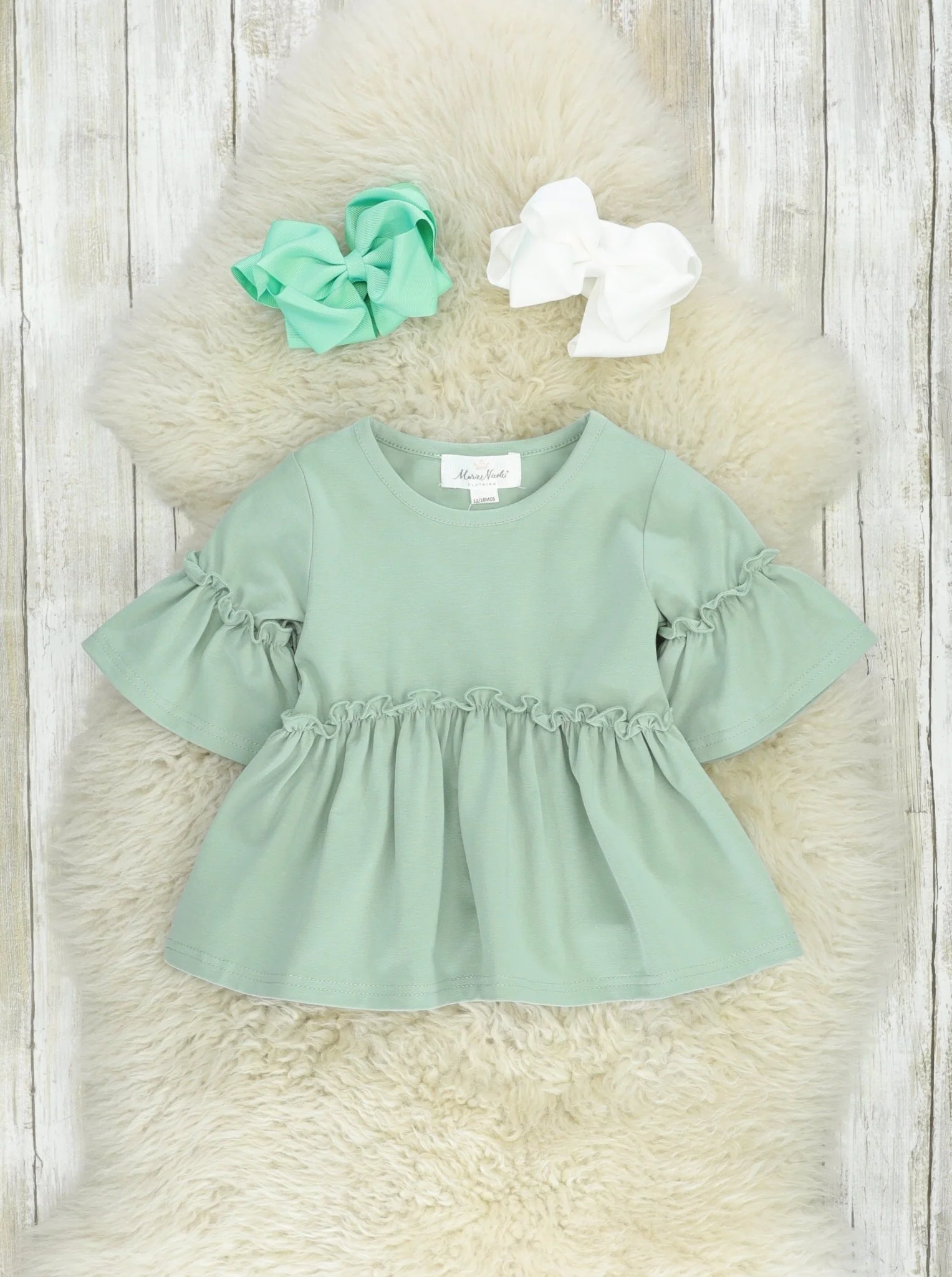 Mom & Me Mint Cotton Ruffle Tunic - Image 9