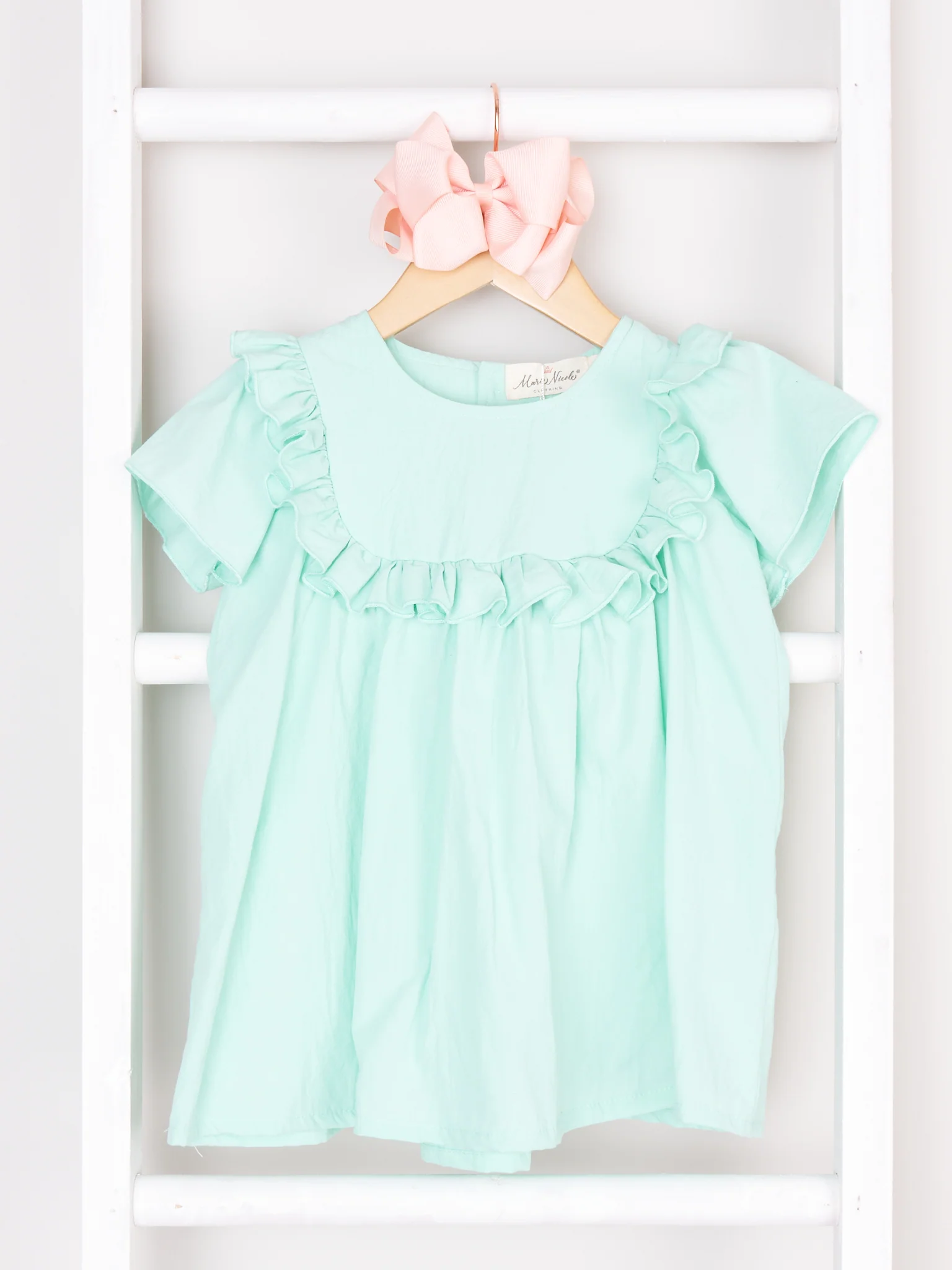 Mom & Me Mint Fluted Ruffle Dress - Image 2