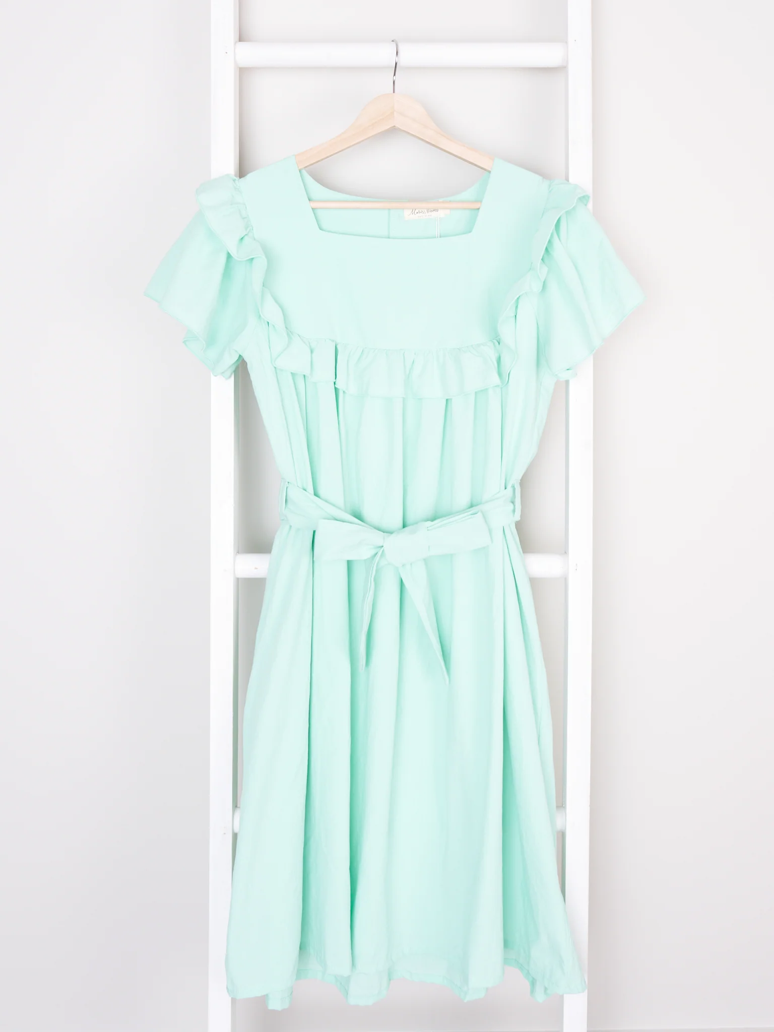 Mom & Me Mint Fluted Ruffle Dress - Image 4