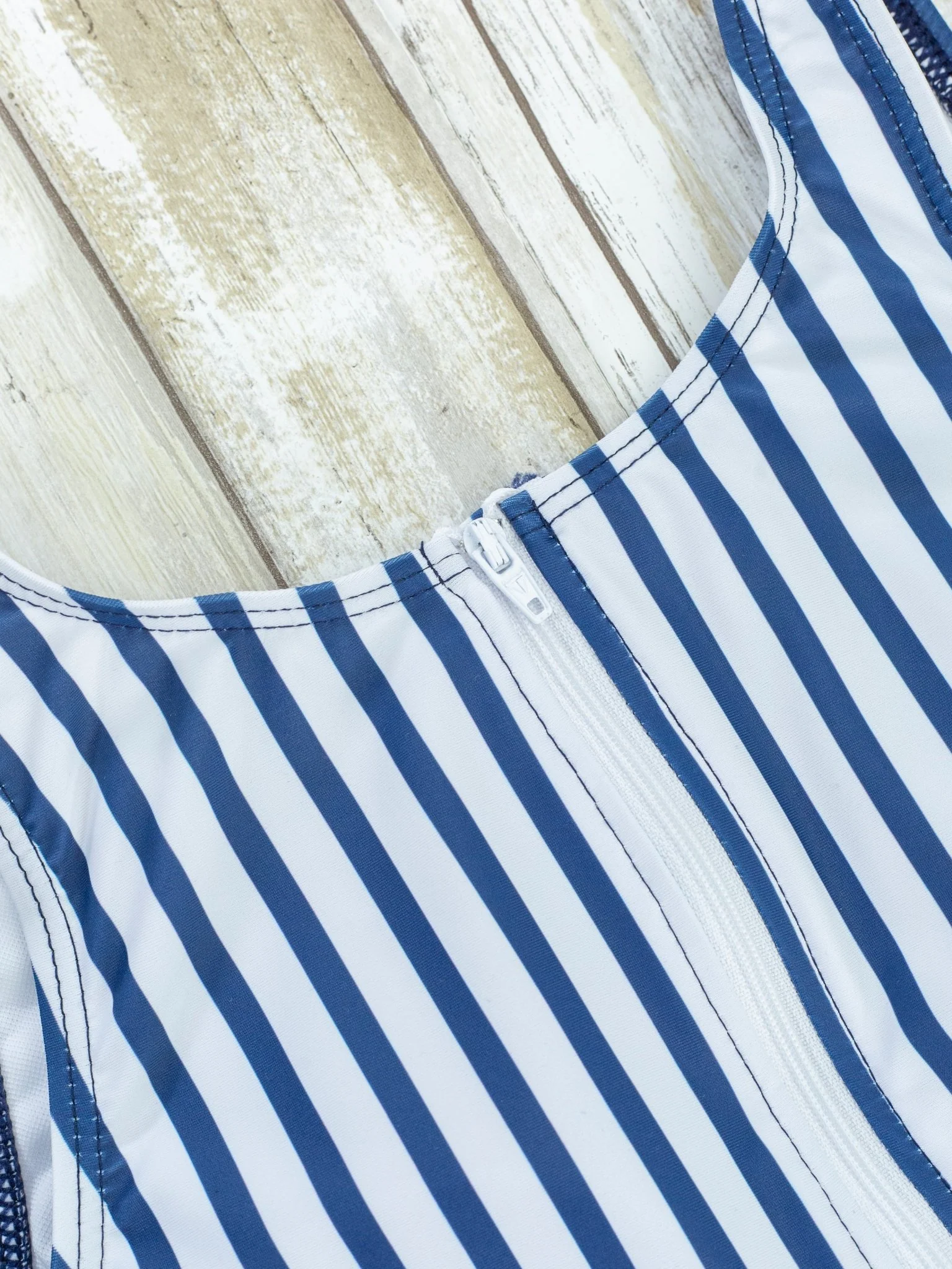 Mom & Me Navy Striped Floral Swimsuits - Image 5