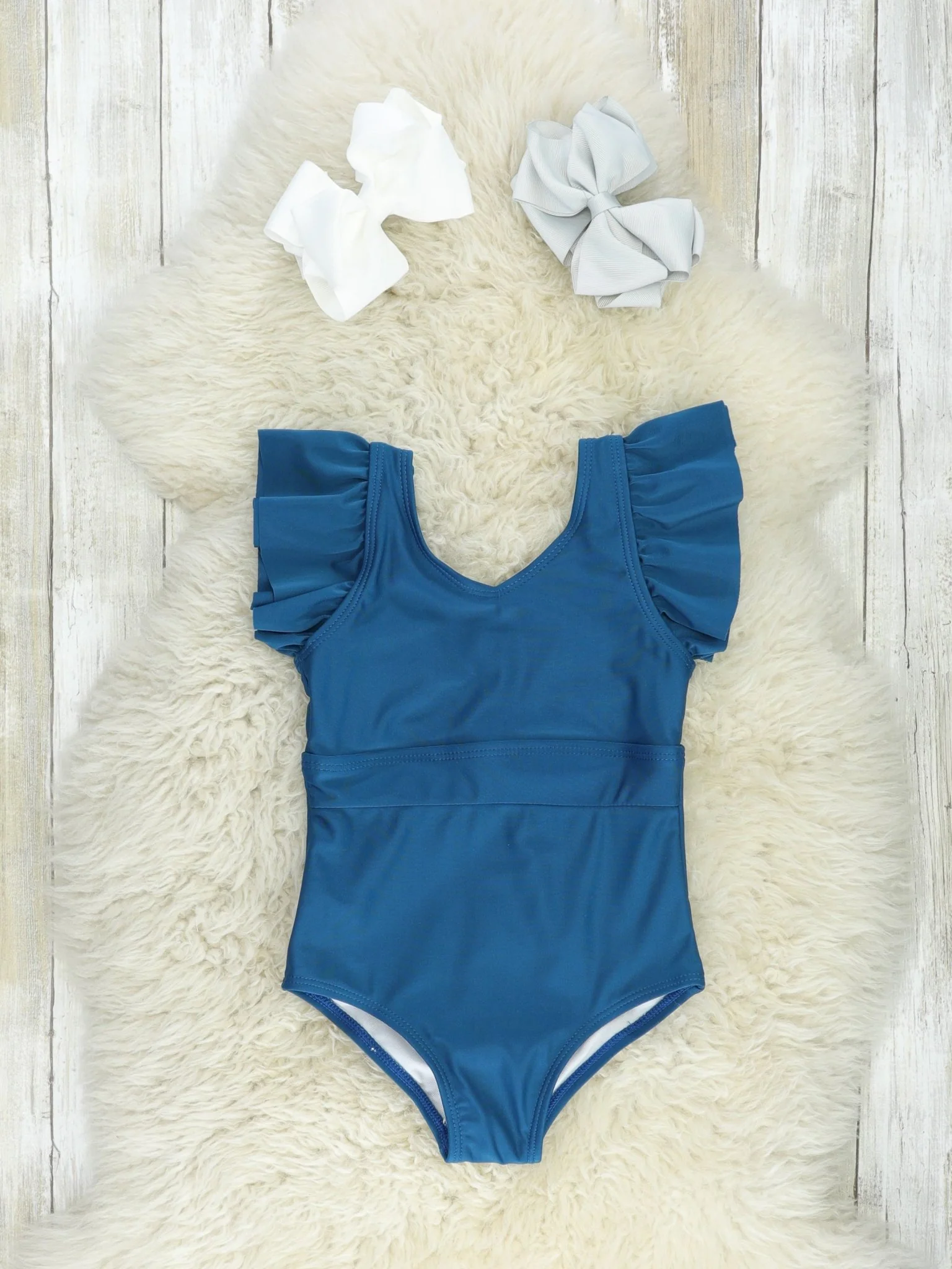 Mom & Me Navy Ruffle One-Piece Swimsuit - Image 2