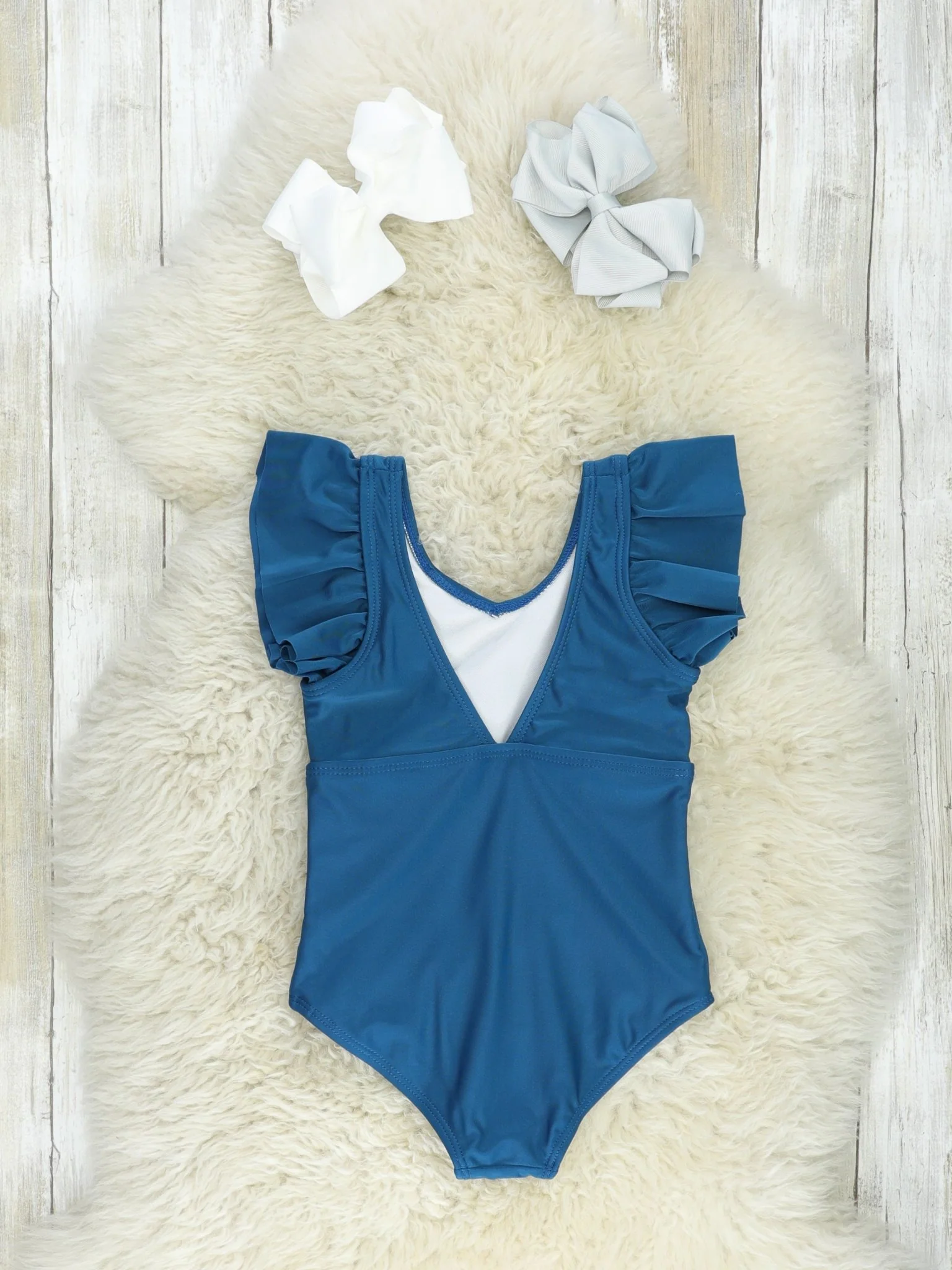 Mom & Me Navy Ruffle One-Piece Swimsuit - Image 3