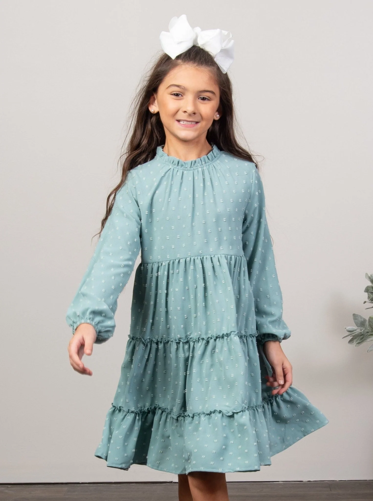 Mom & Me Nile Blue Swiss Dot Tiered Dress - Image 11