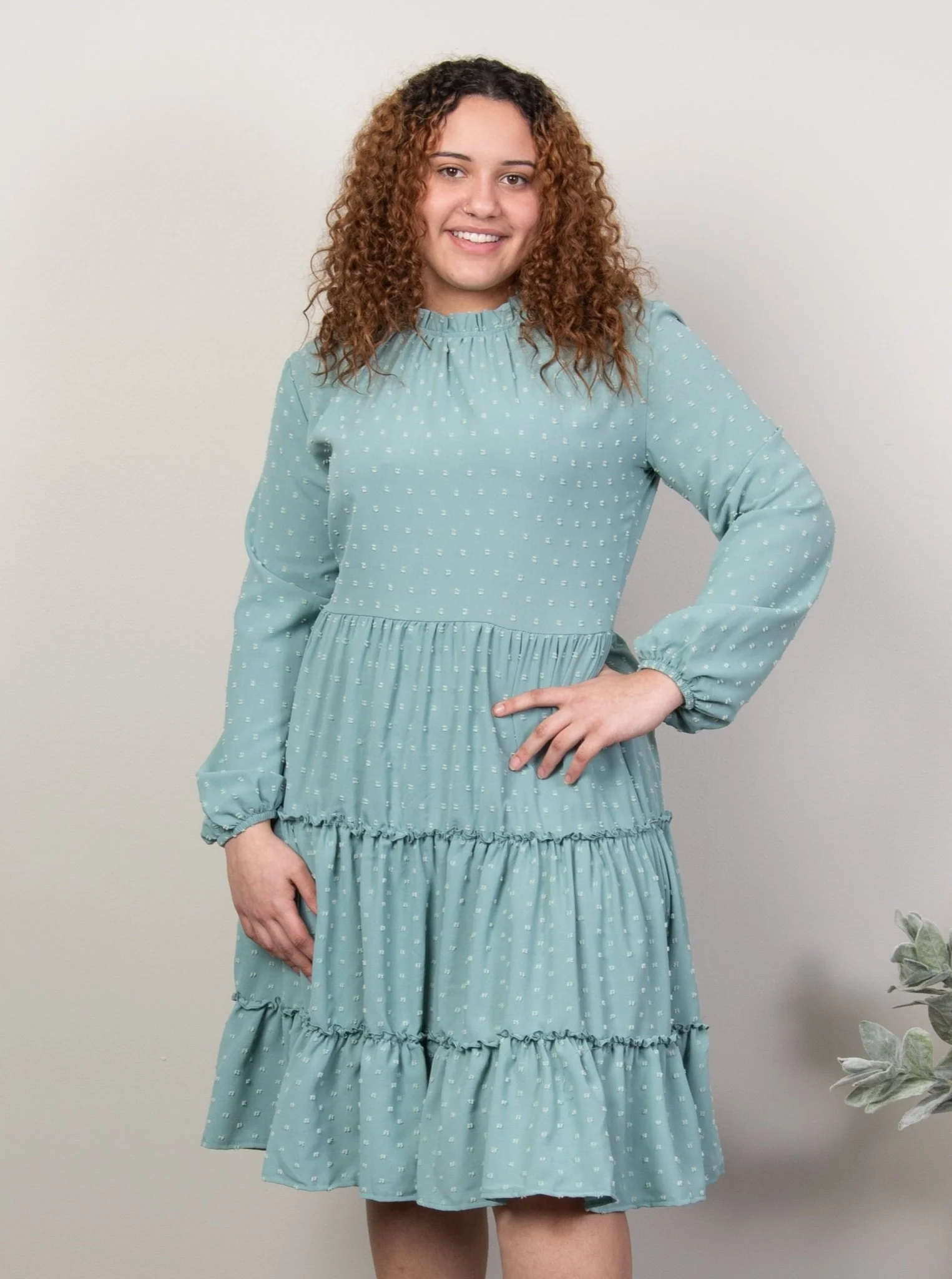 Mom & Me Nile Blue Swiss Dot Tiered Dress - Image 14