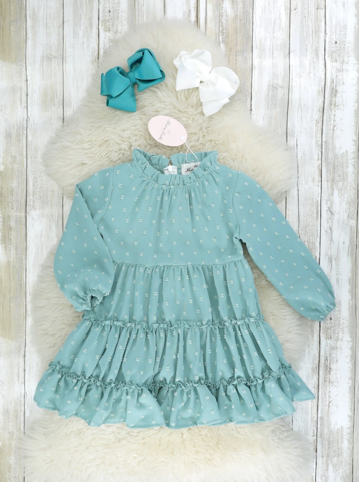 Mom & Me Nile Blue Swiss Dot Tiered Dress - Image 2