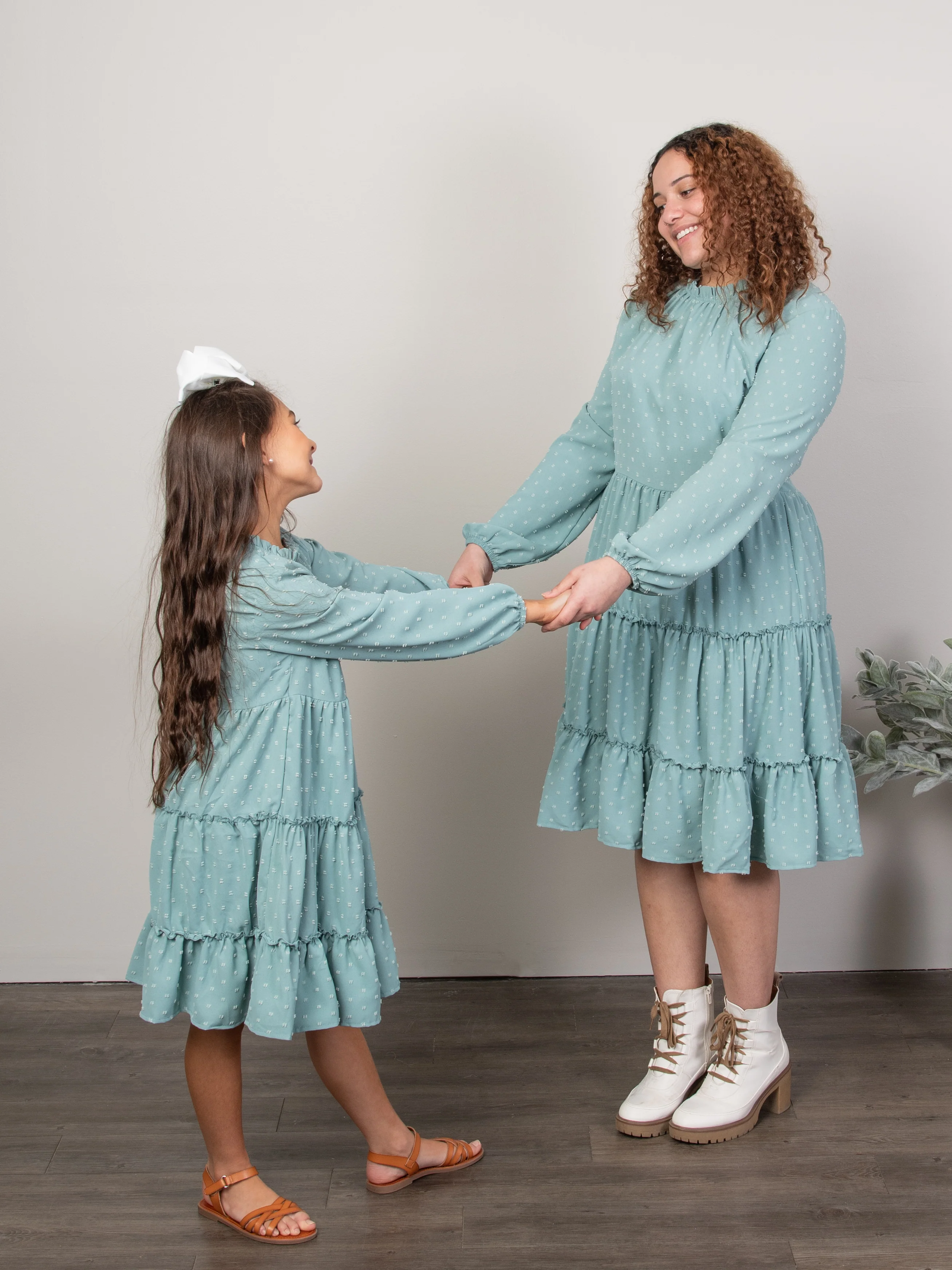Mom & Me Nile Blue Swiss Dot Tiered Dress - Image 6