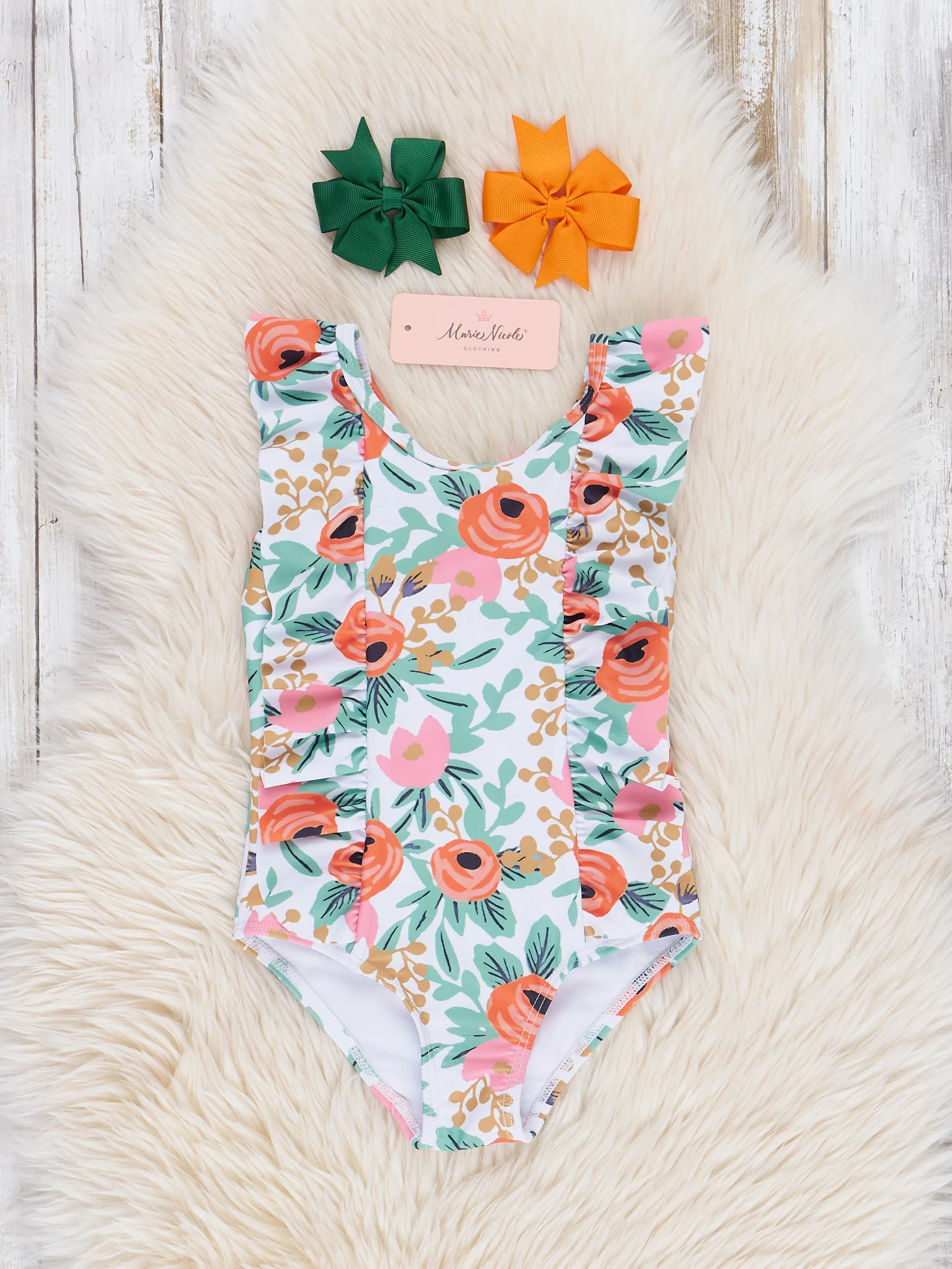 Mom & Me Orange Poppy Ruffle Swimsuit - Image 4