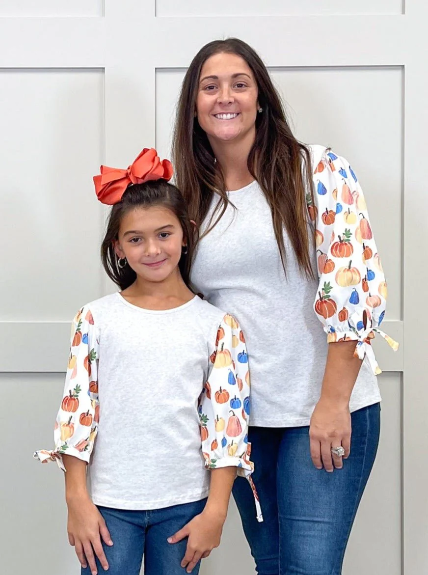 Mom & Me Party Pumpkins Puff Sleeve Top