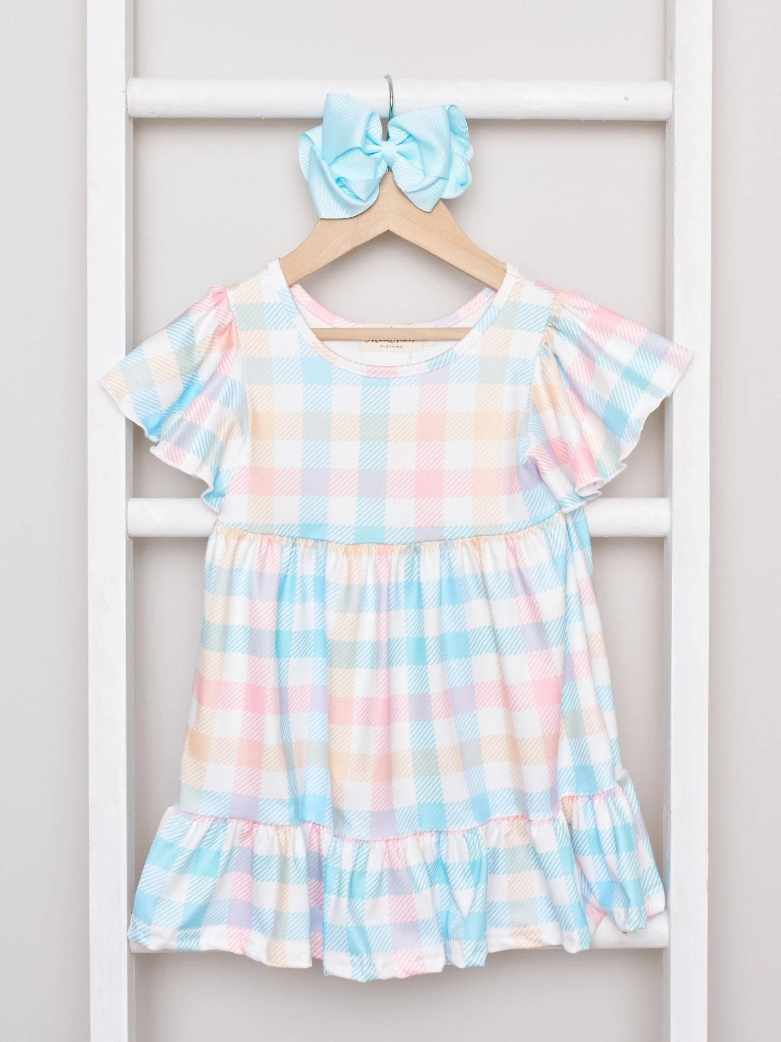 Mom & Me Pastel Gingham Ruffle Dress - Image 2