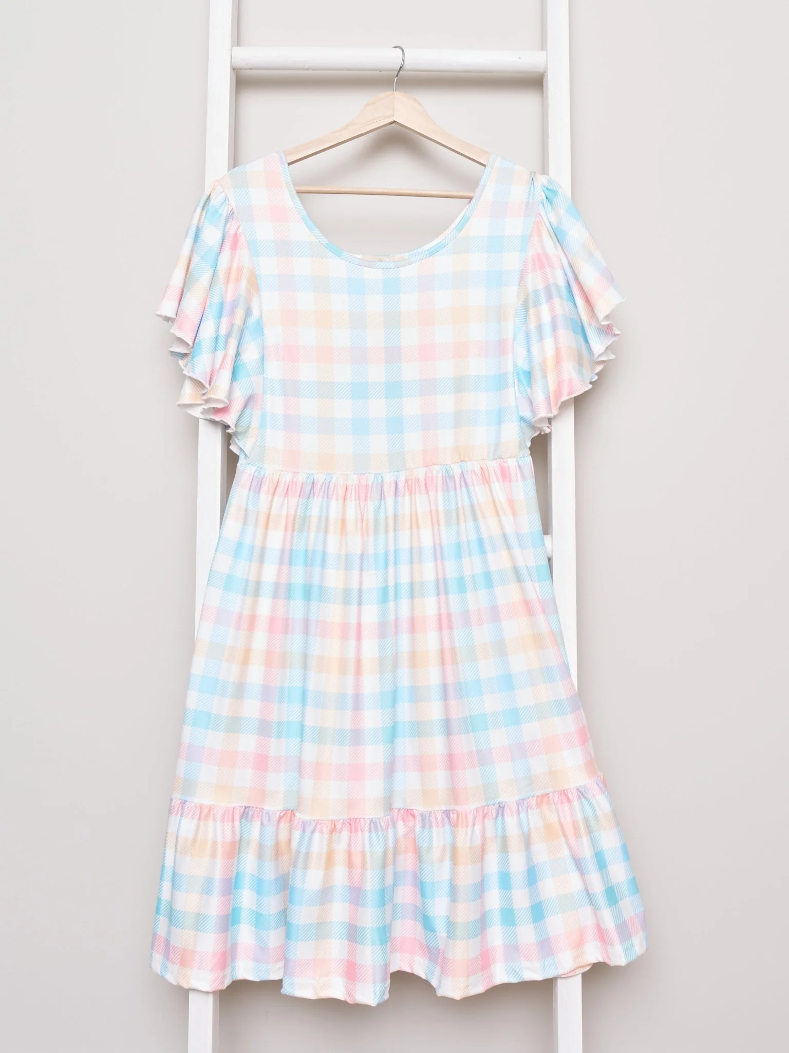 Mom & Me Pastel Gingham Ruffle Dress - Image 3