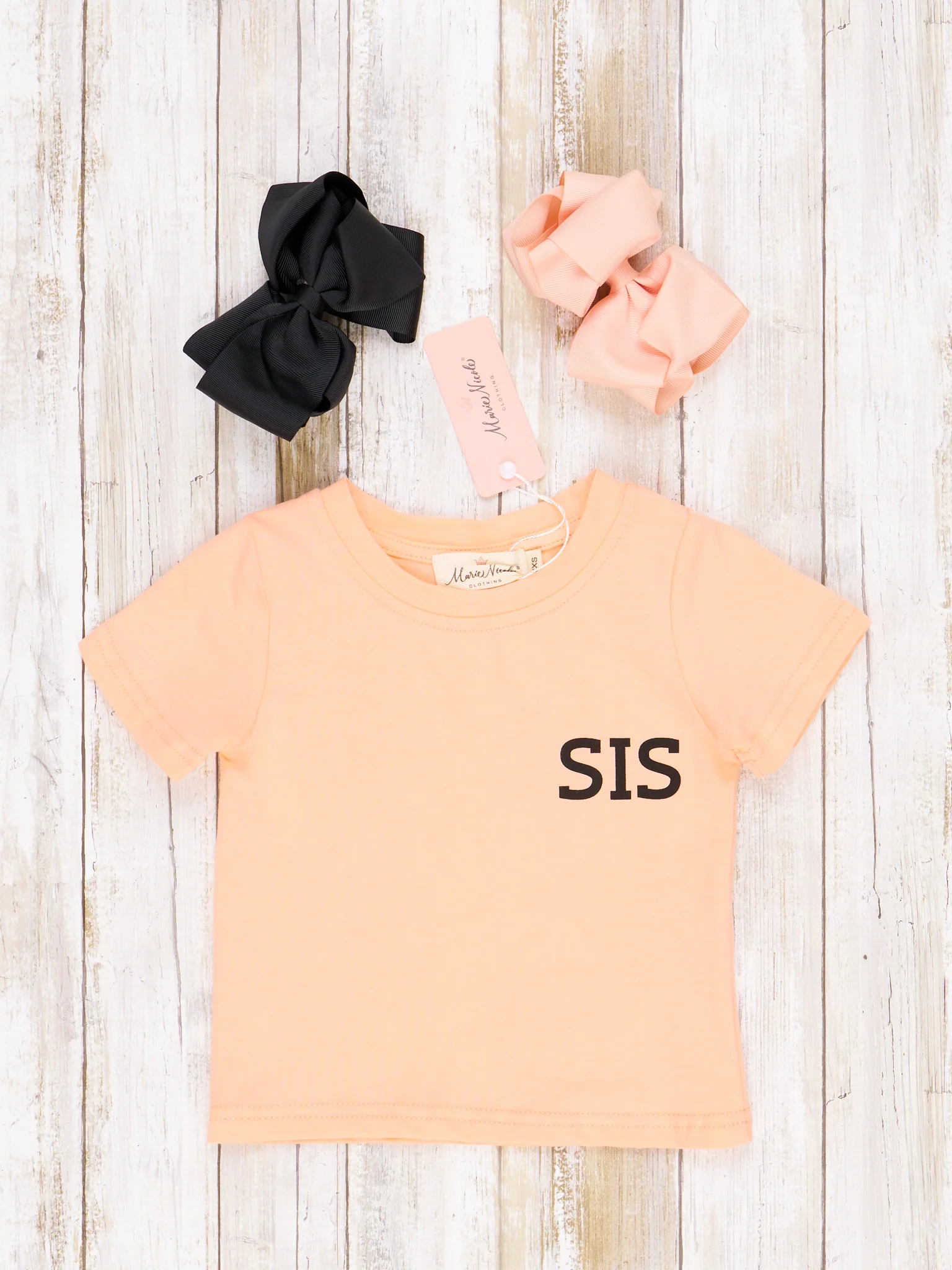 Mom & Me Peach "Mama/Sis/Baby" Shirt & Romper - Image 3