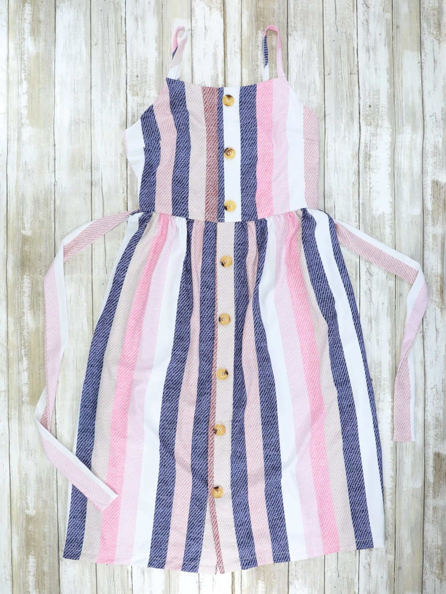 Mom & Me Pink & Blue Pinstriped Dress - Image 3