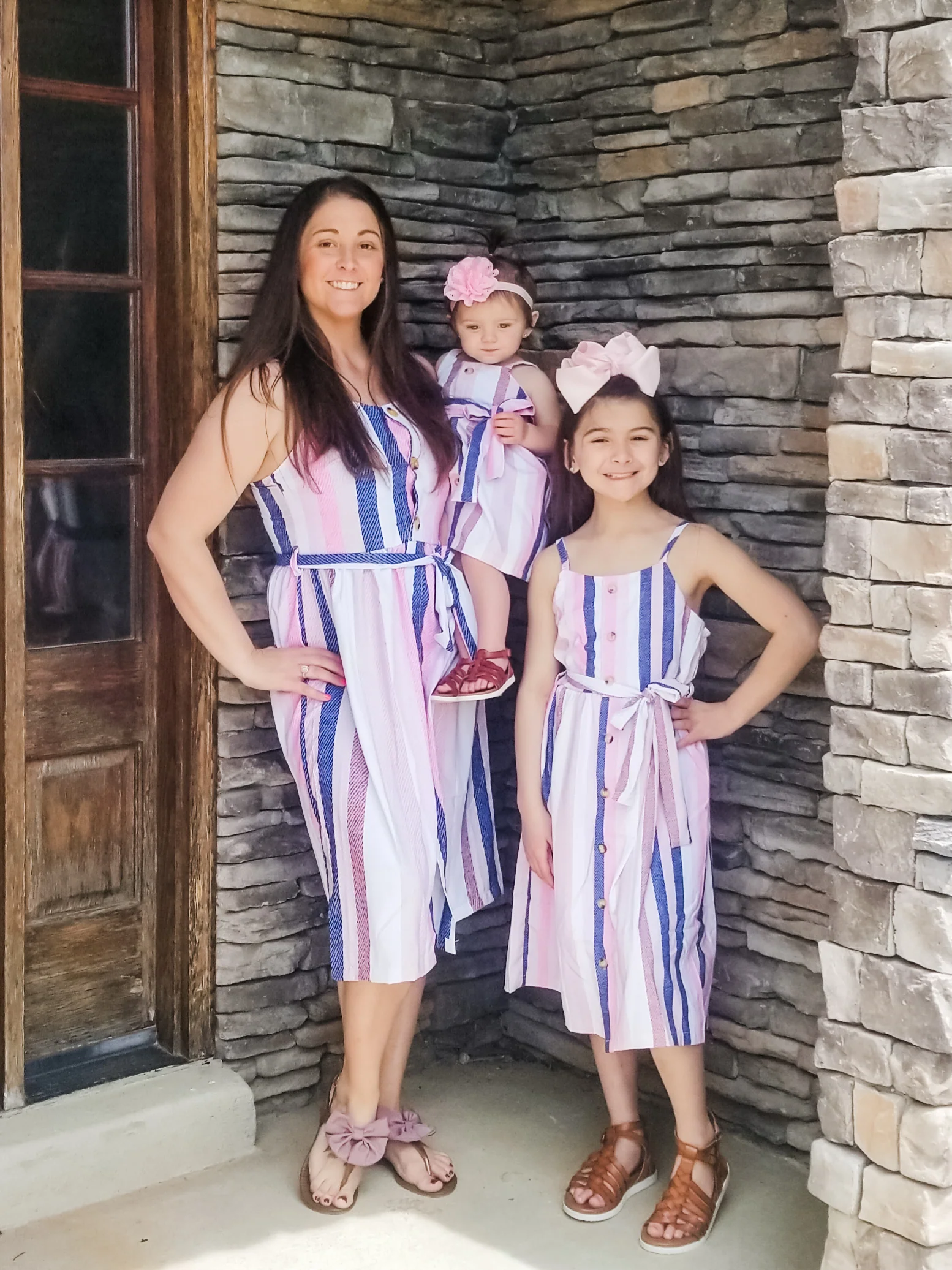 Mom & Me Pink & Blue Pinstriped Dress - Image 4