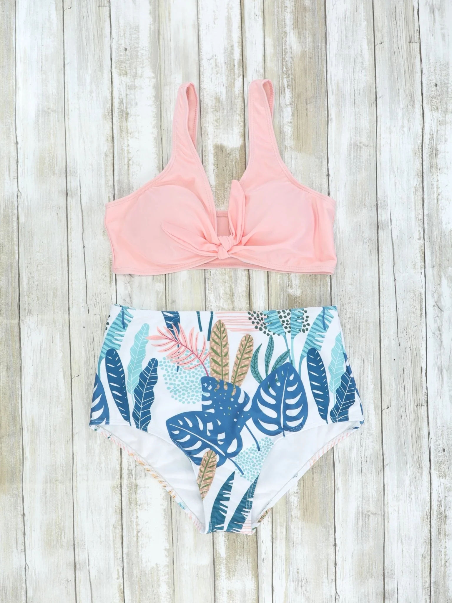 Mom & Me Pink & Blue Tropical Swimsuit - Image 3