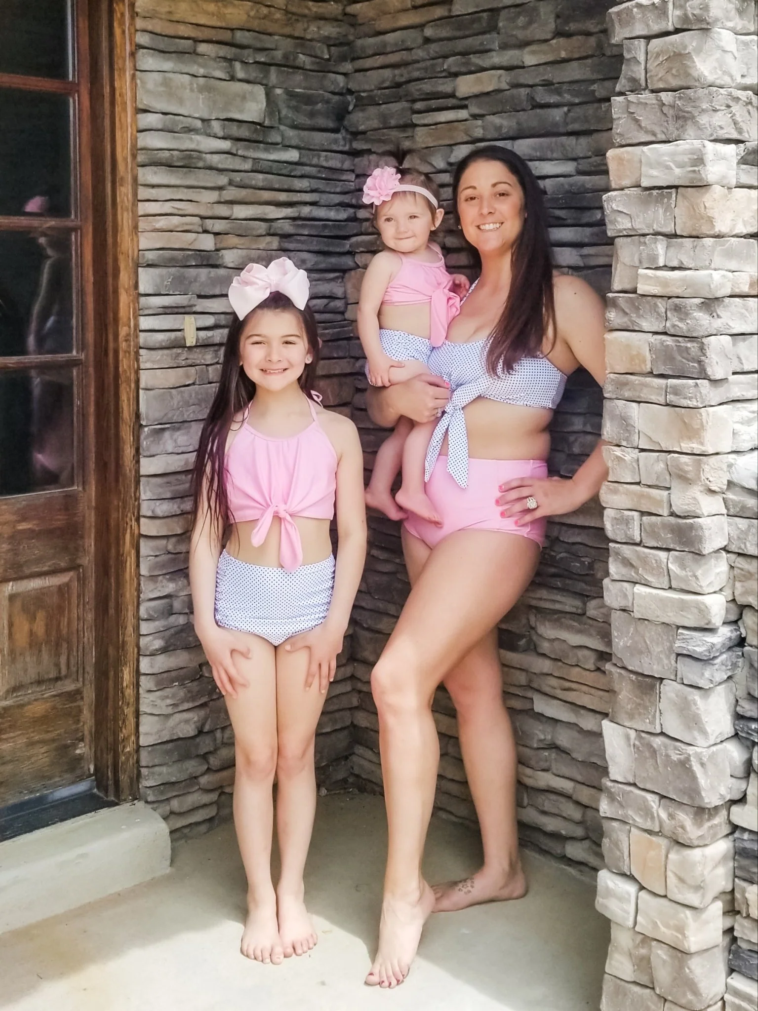Mom & Me Pink Halter Polka Dot Bikini - Image 4