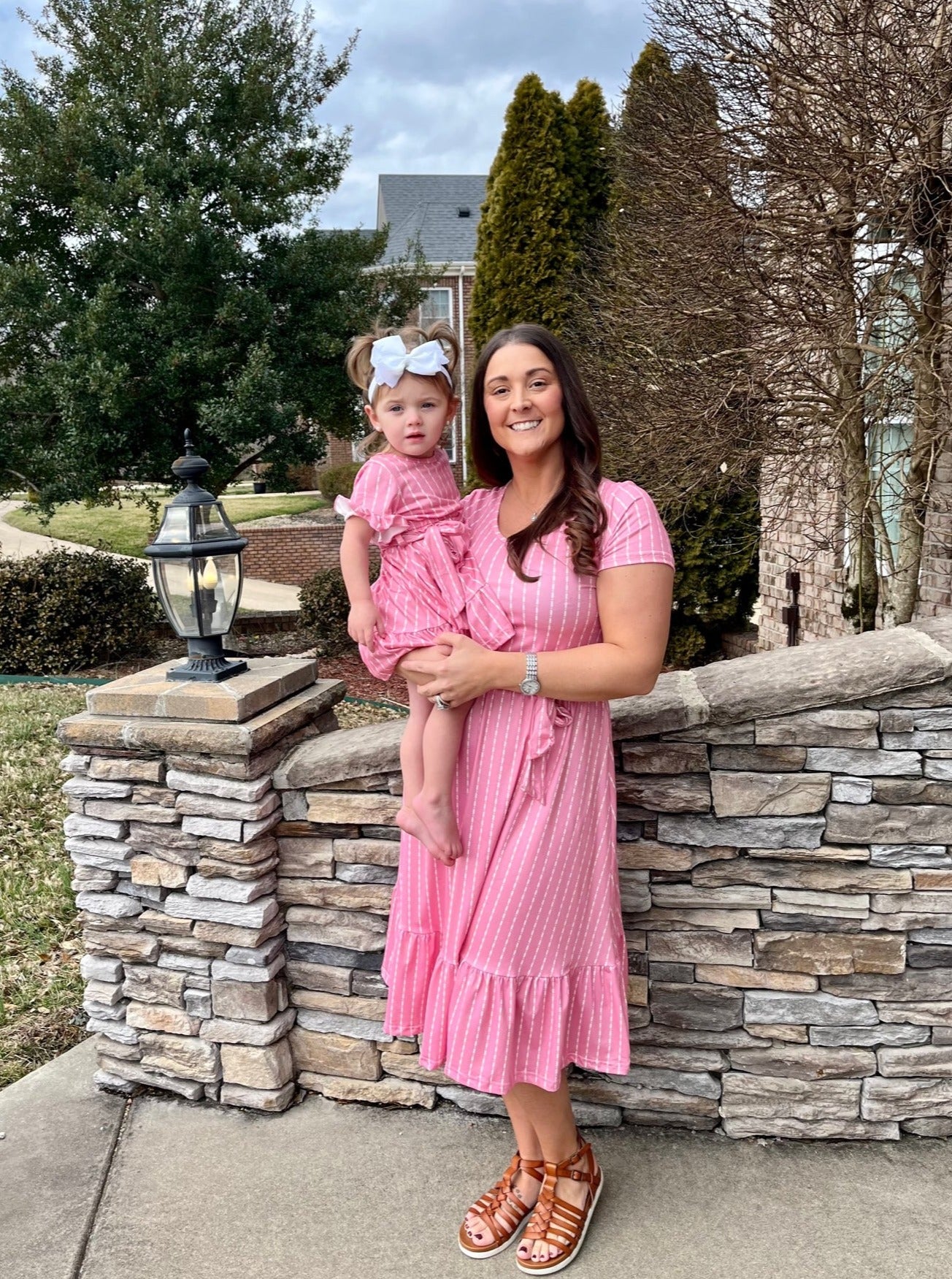 Mom & Me Pink Striped Tie Ruffle Dress - Image 6