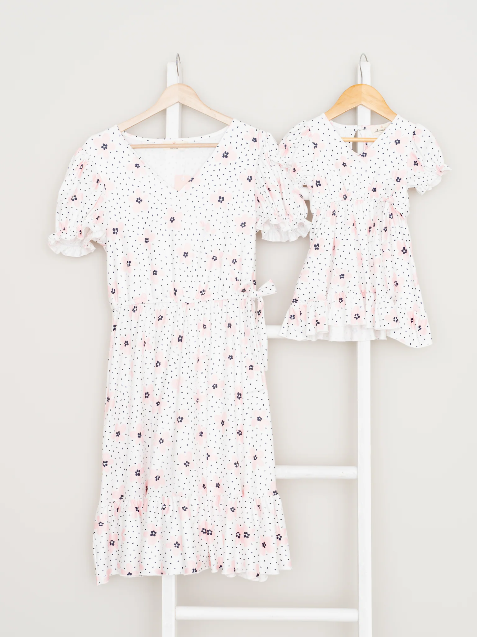 Mom & Me Polka Dot Floral Ruffle Dress