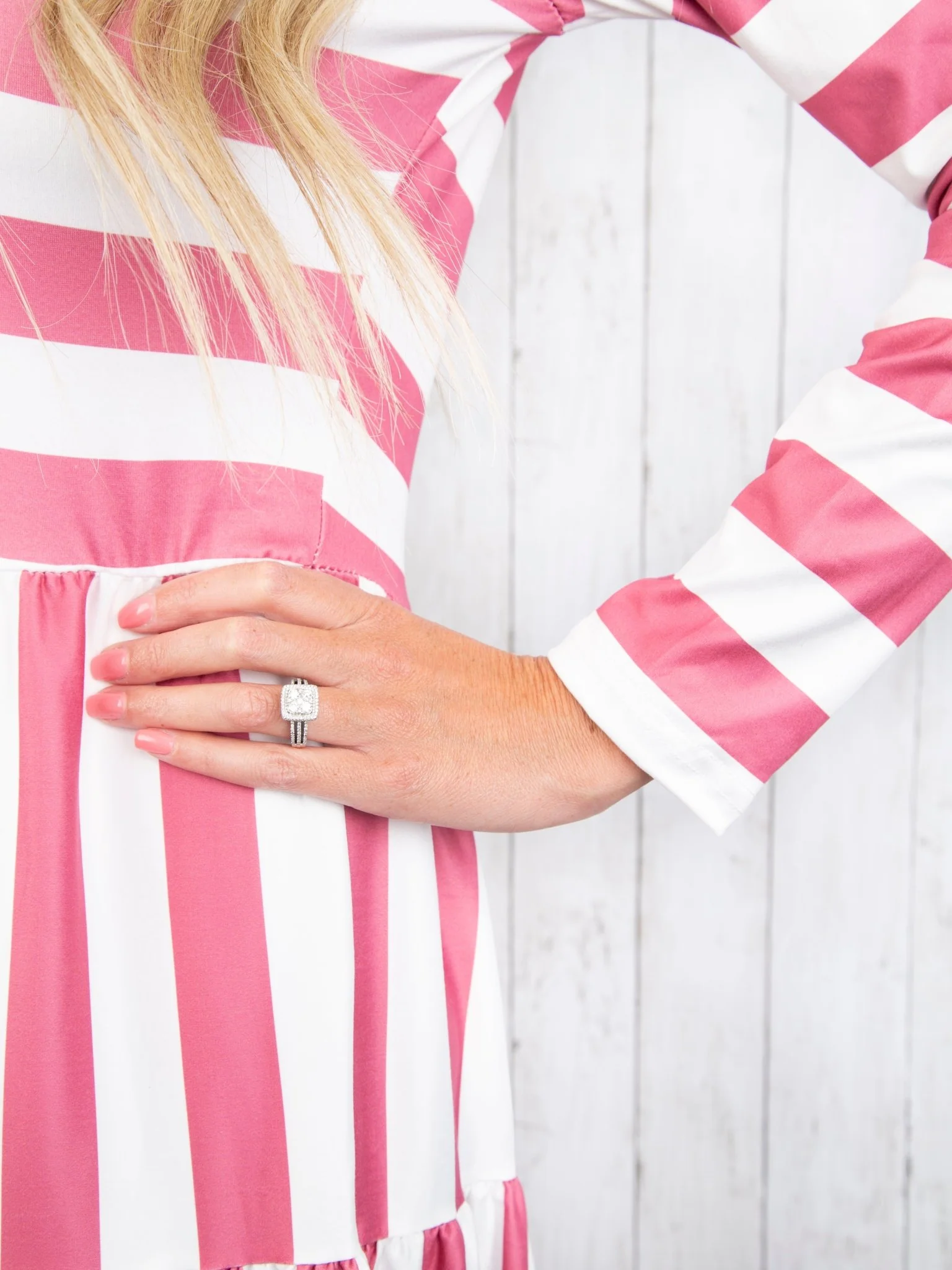 Mom & Me Raspberry Red Striped Long Sleeve Swing Dress - Image 5