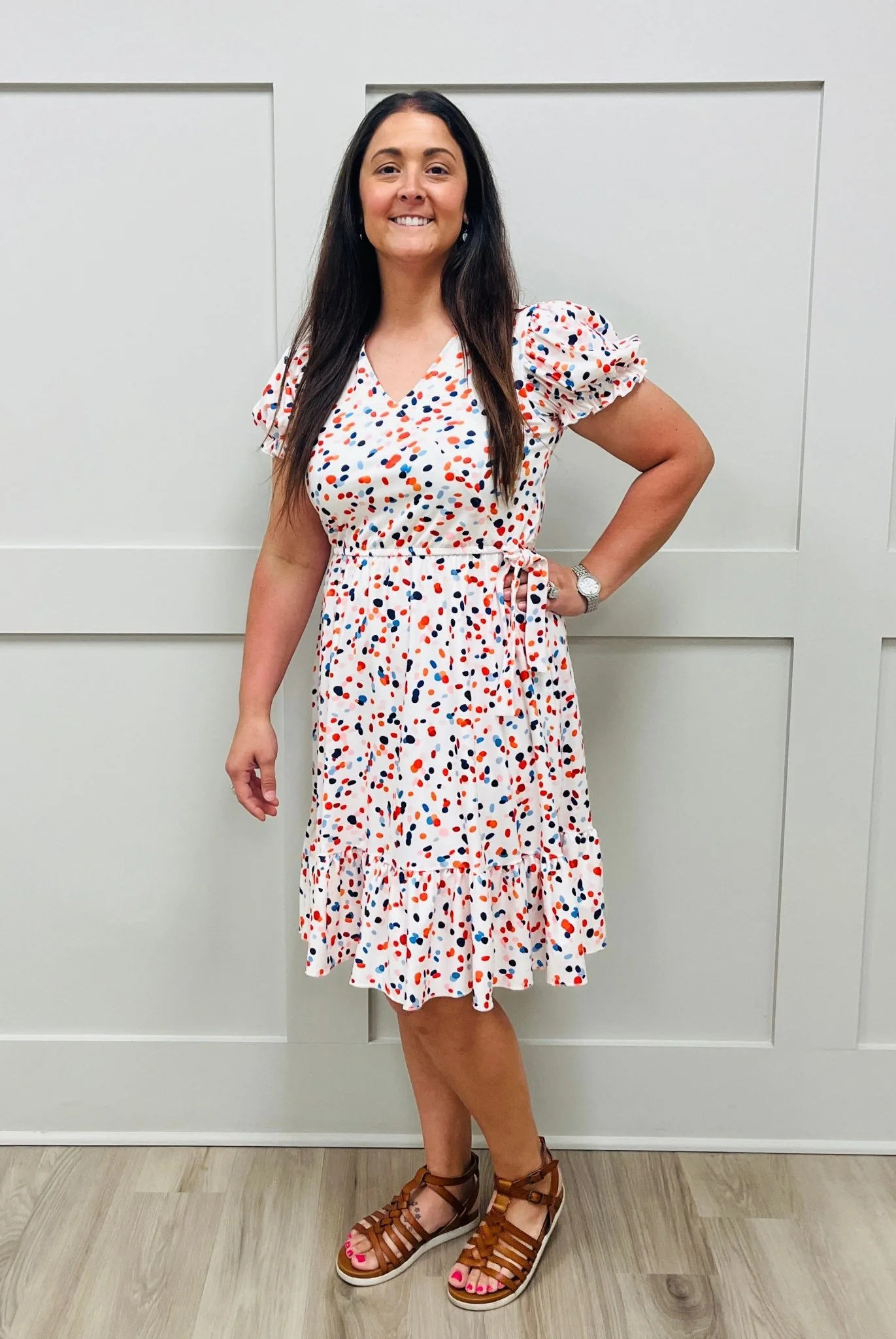 Mom & Me Red & Blue Polka Dot Ruffle Dress - Image 4