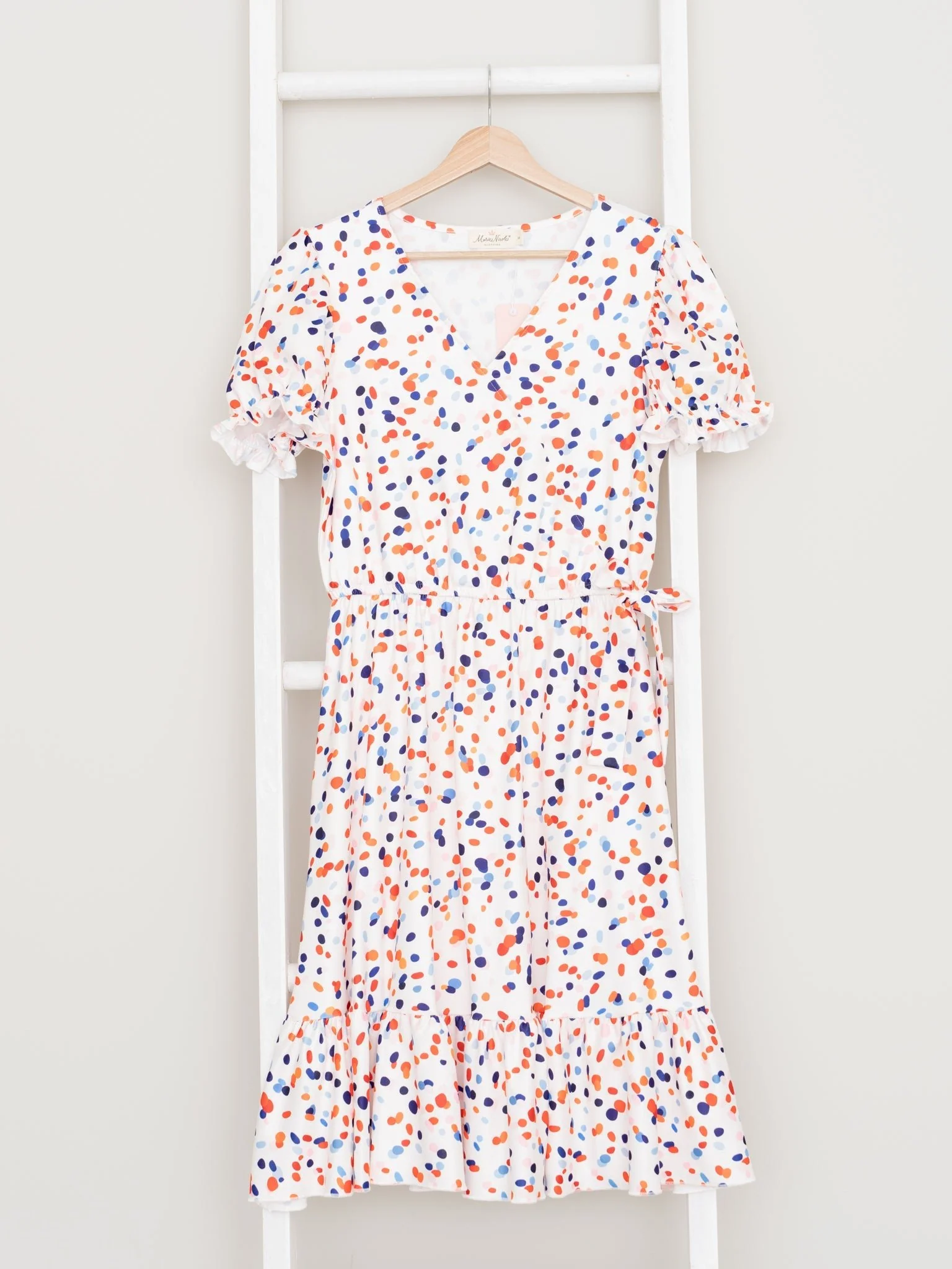 Mom & Me Red & Blue Polka Dot Ruffle Dress - Image 7