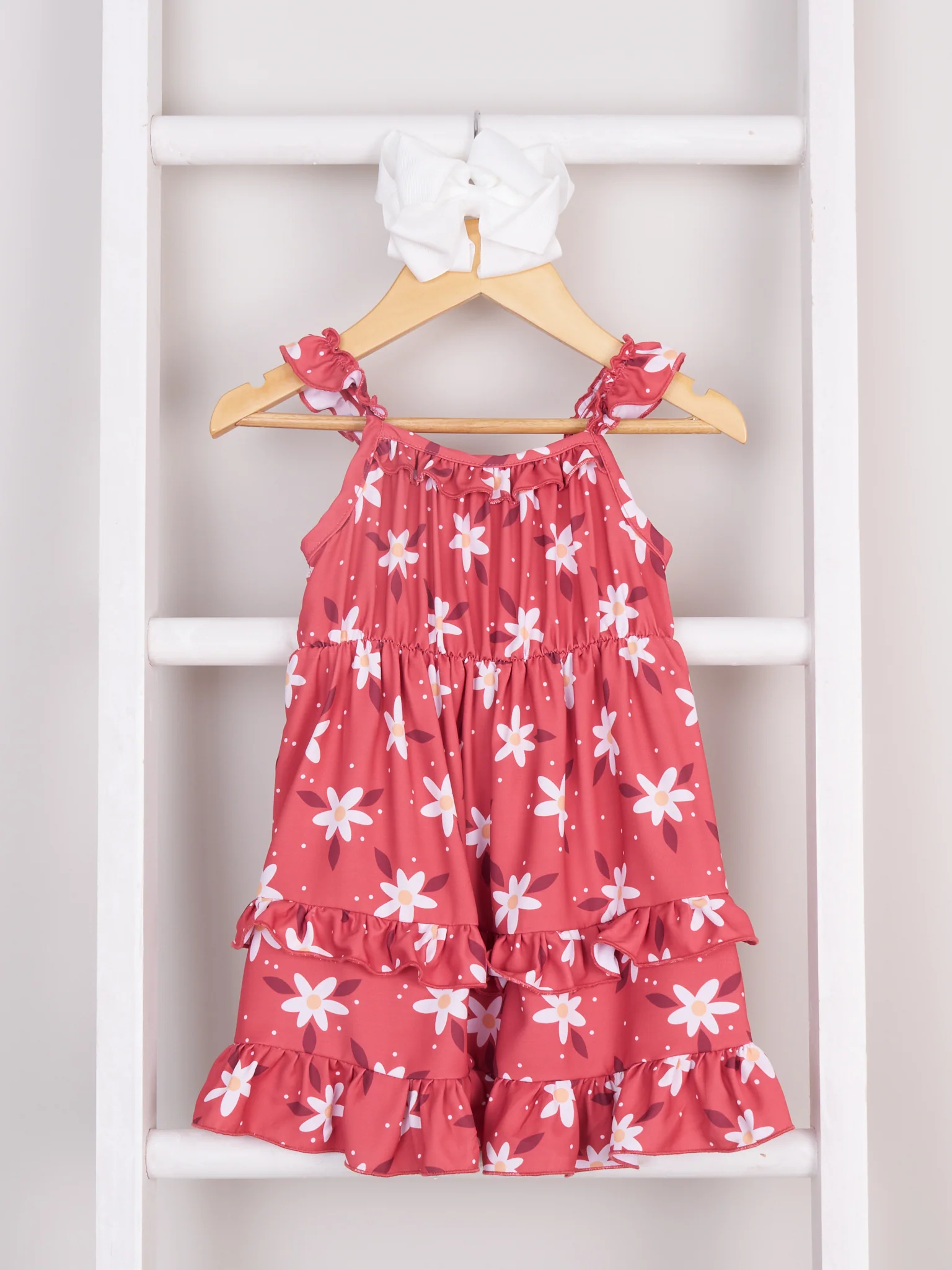 Mom & Me Red Daisy Ruffle Dress & Romper