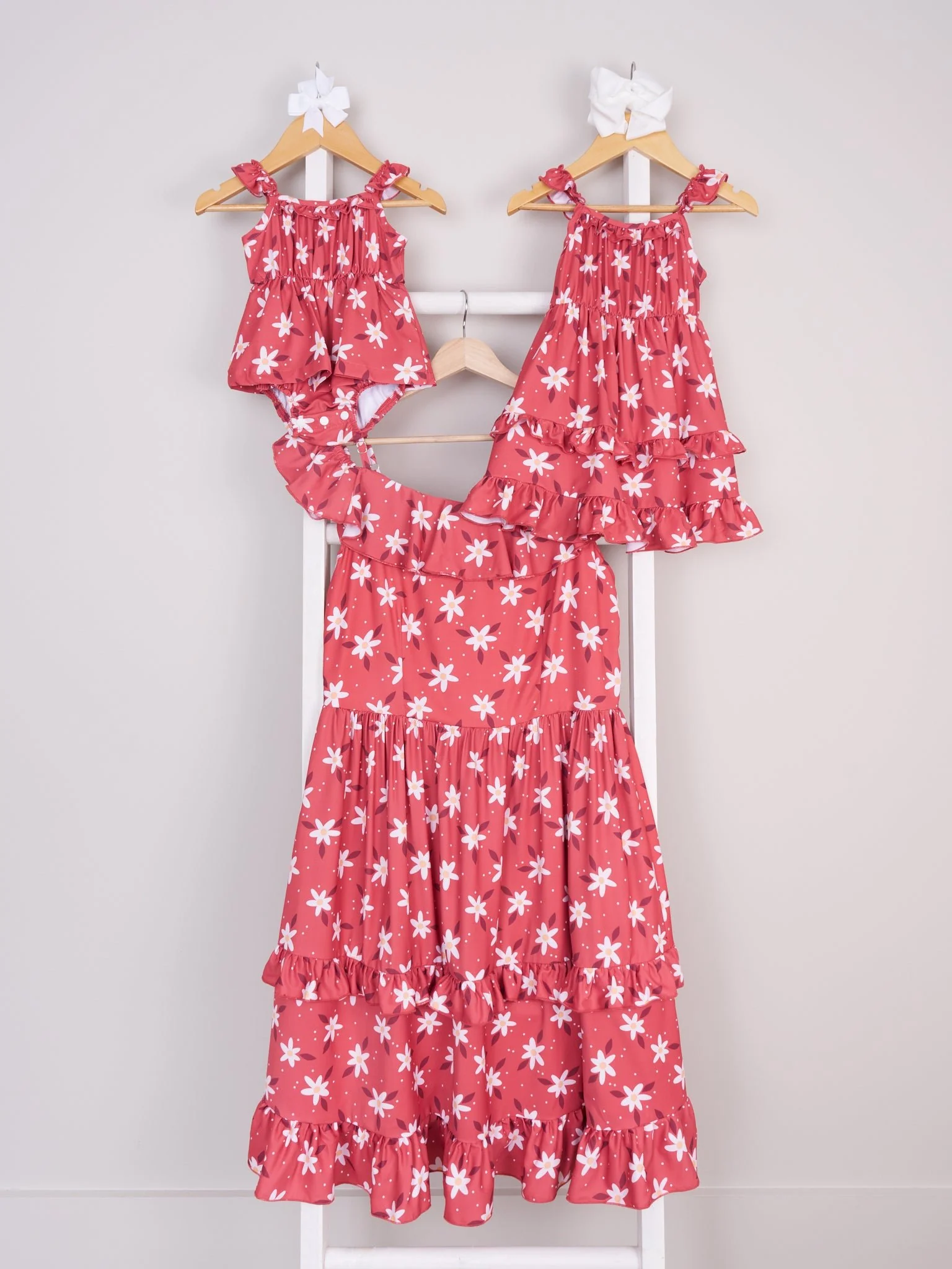 Mom & Me Red Daisy Ruffle Dress & Romper - Image 2