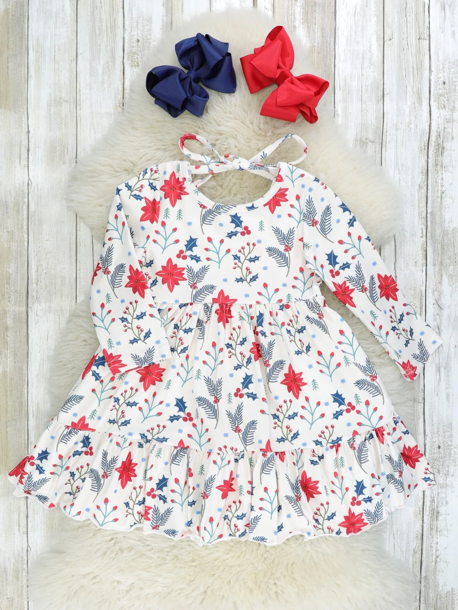 Mom & Me Red Floral Tie Ruffle Dress - Image 3
