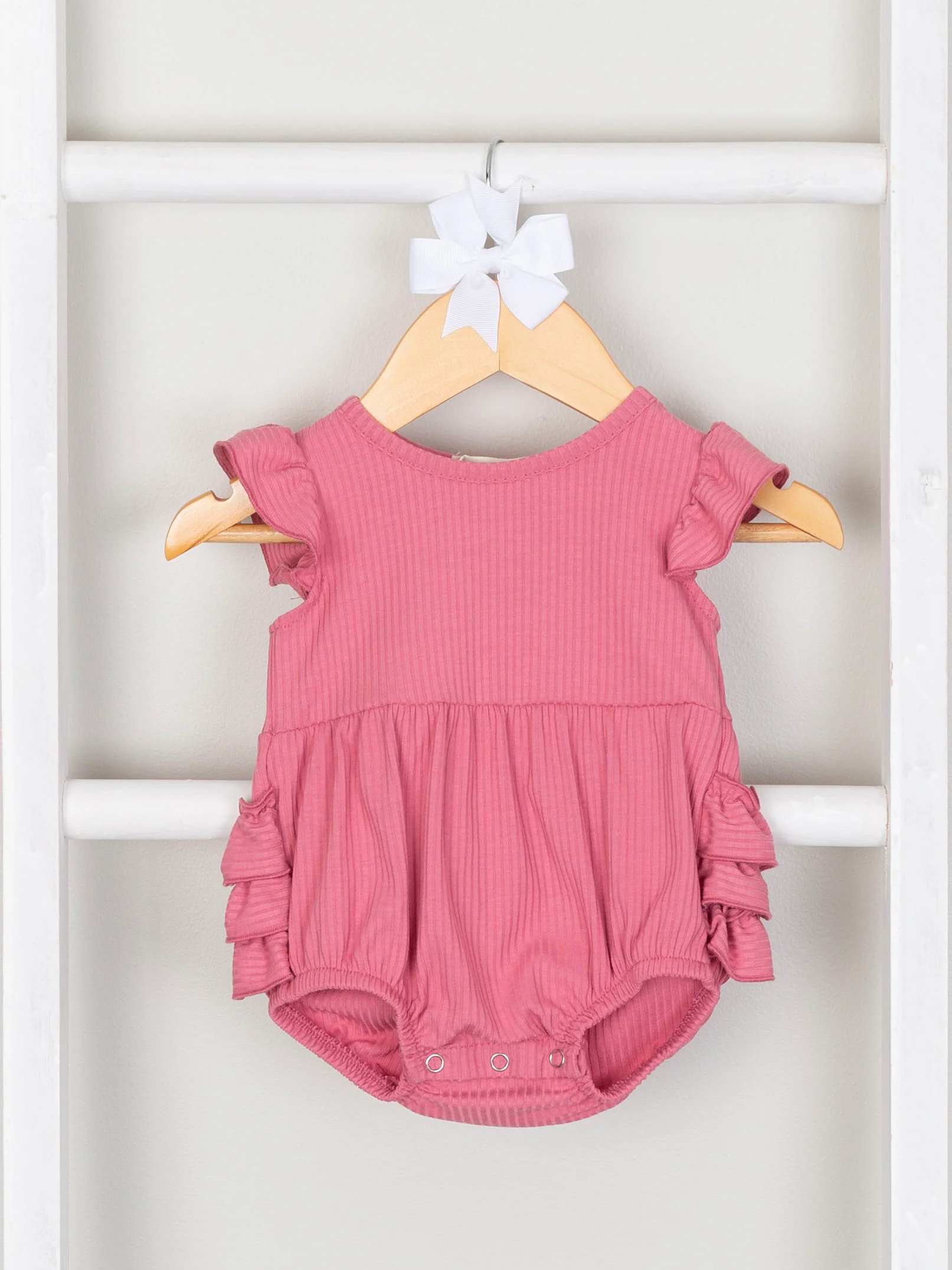 Mom & Me Rouge Pink Ribbed Ruffle Dress & Bubble - Image 2