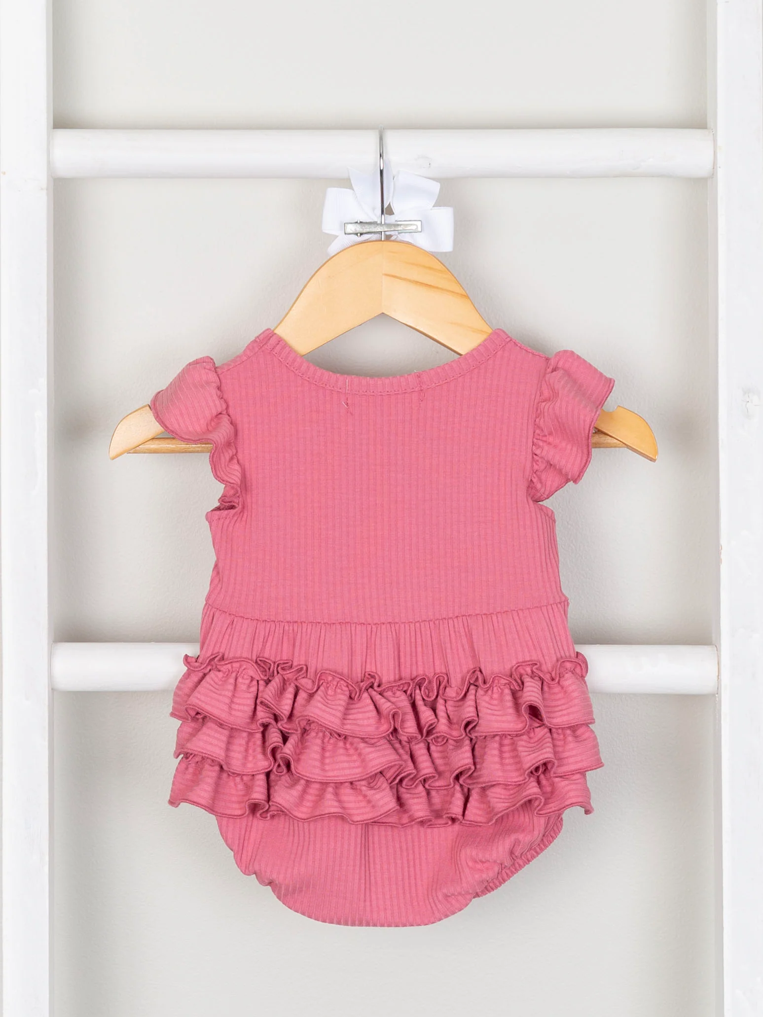 Mom & Me Rouge Pink Ribbed Ruffle Dress & Bubble - Image 3