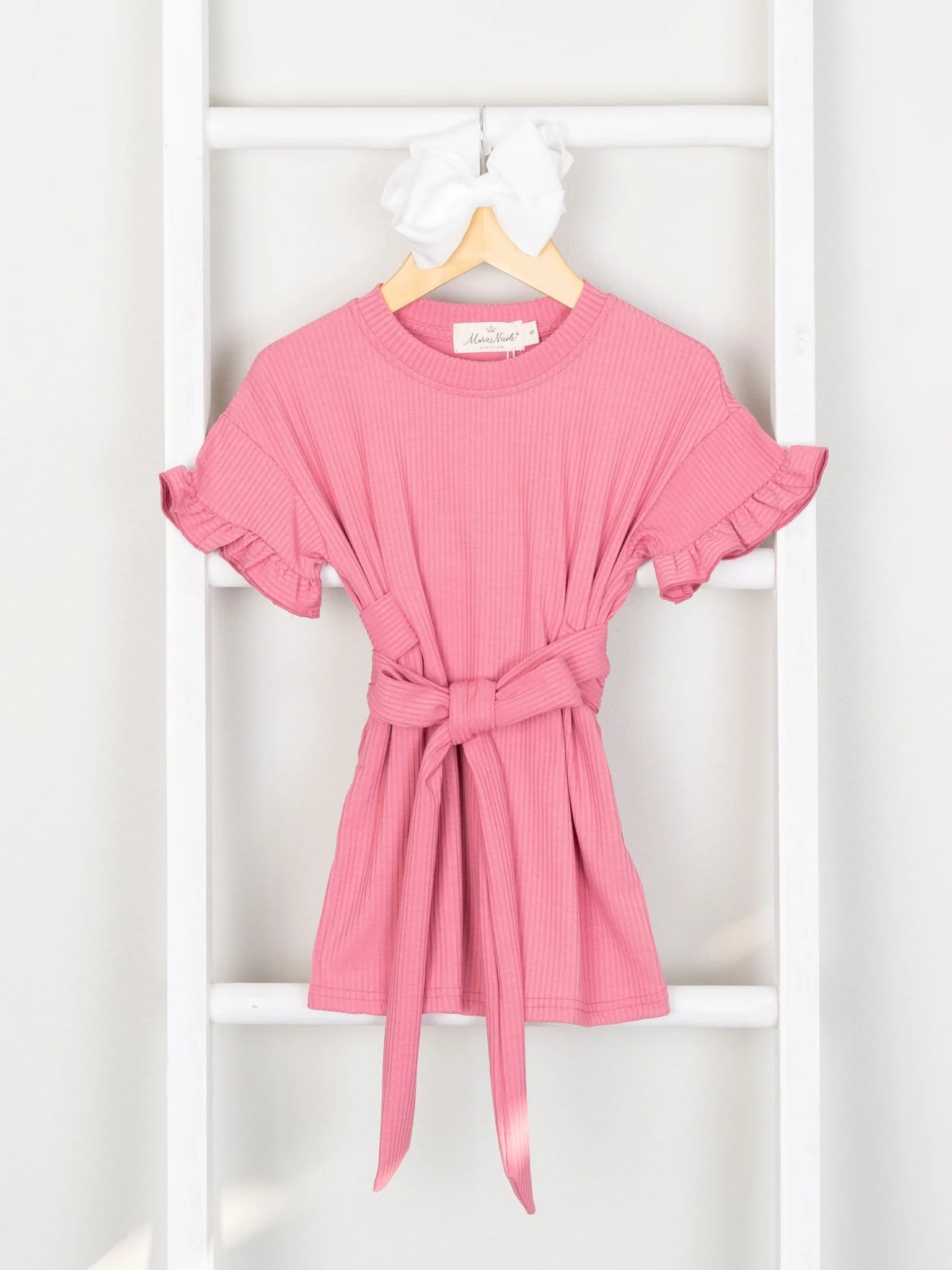 Mom & Me Rouge Pink Ribbed Ruffle Dress & Bubble - Image 4