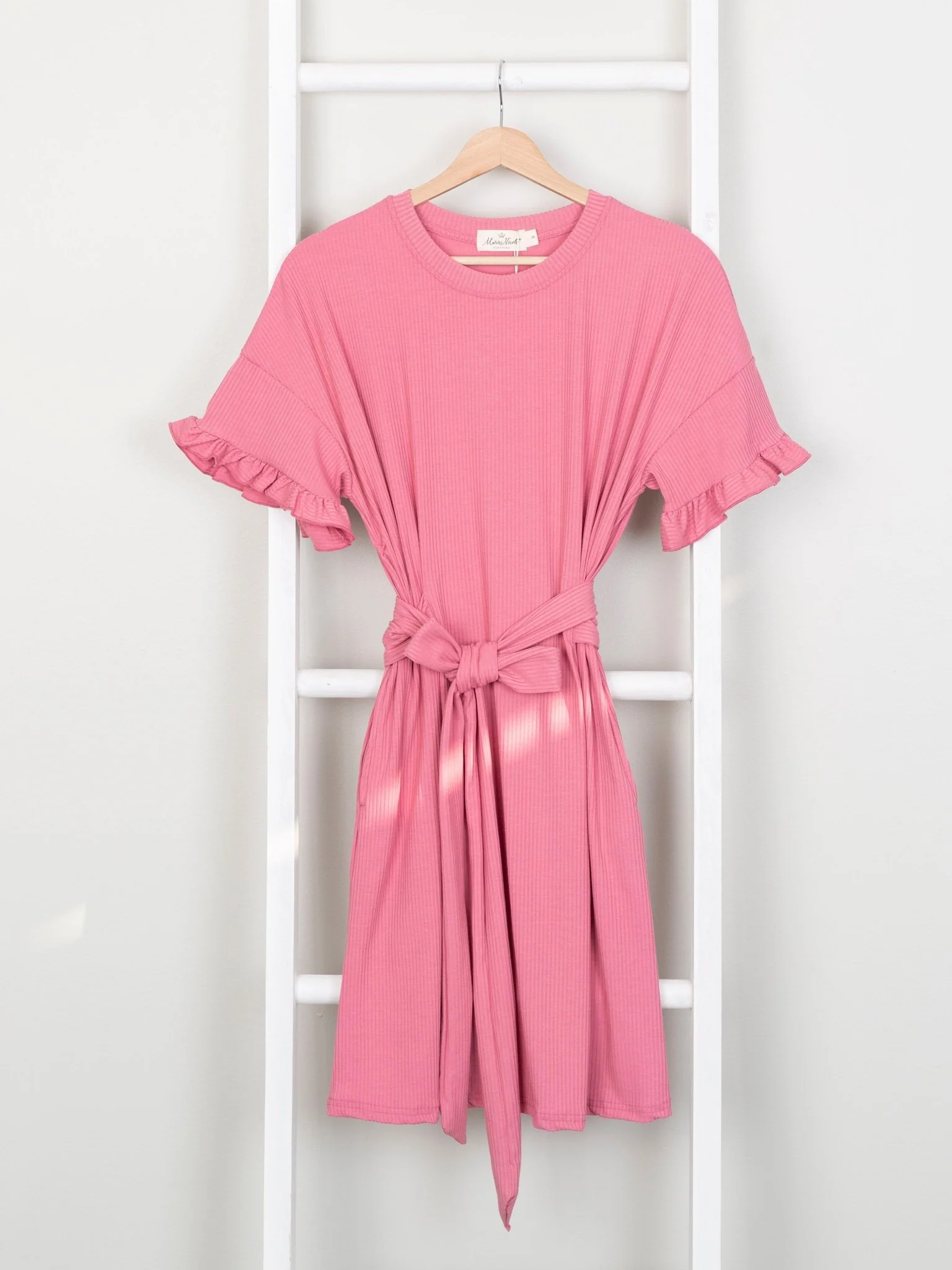 Mom & Me Rouge Pink Ribbed Ruffle Dress & Bubble - Image 6