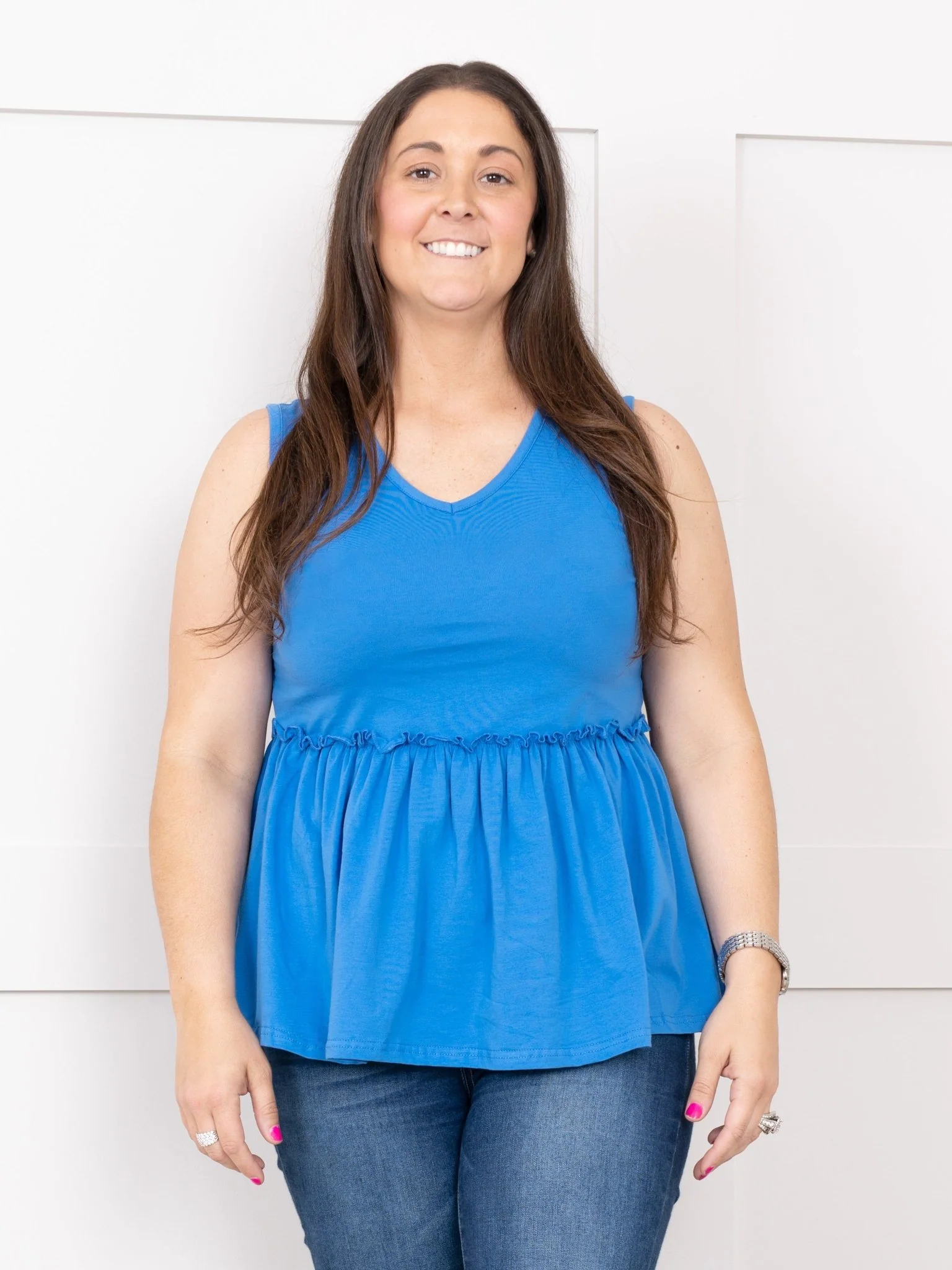 Mom & Me Royal Blue Peplum Tank - Image 3