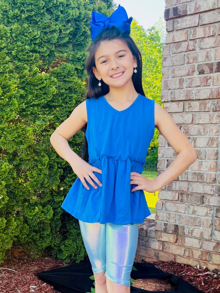 Mom & Me Royal Blue Peplum Tank - Image 6
