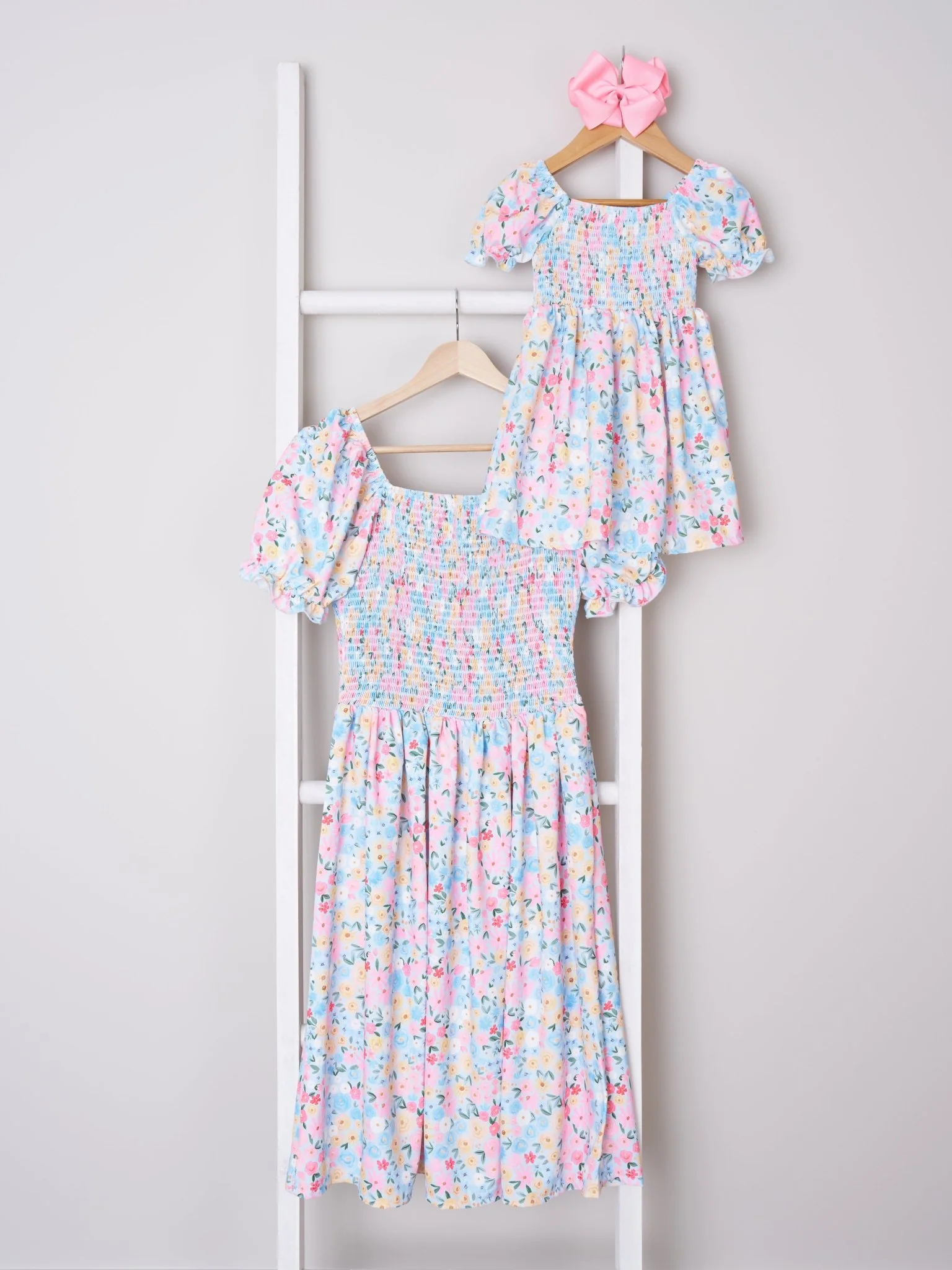 Mom & Me Smocked Floral Puff Sleeve Dress