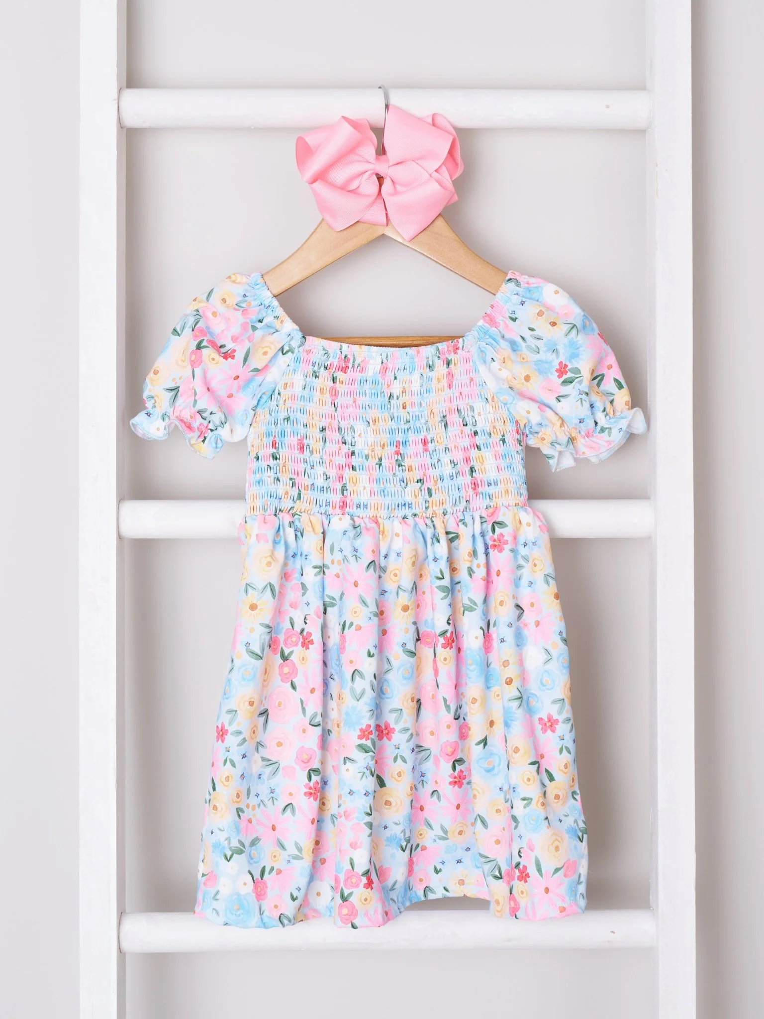 Mom & Me Smocked Floral Puff Sleeve Dress - Image 3