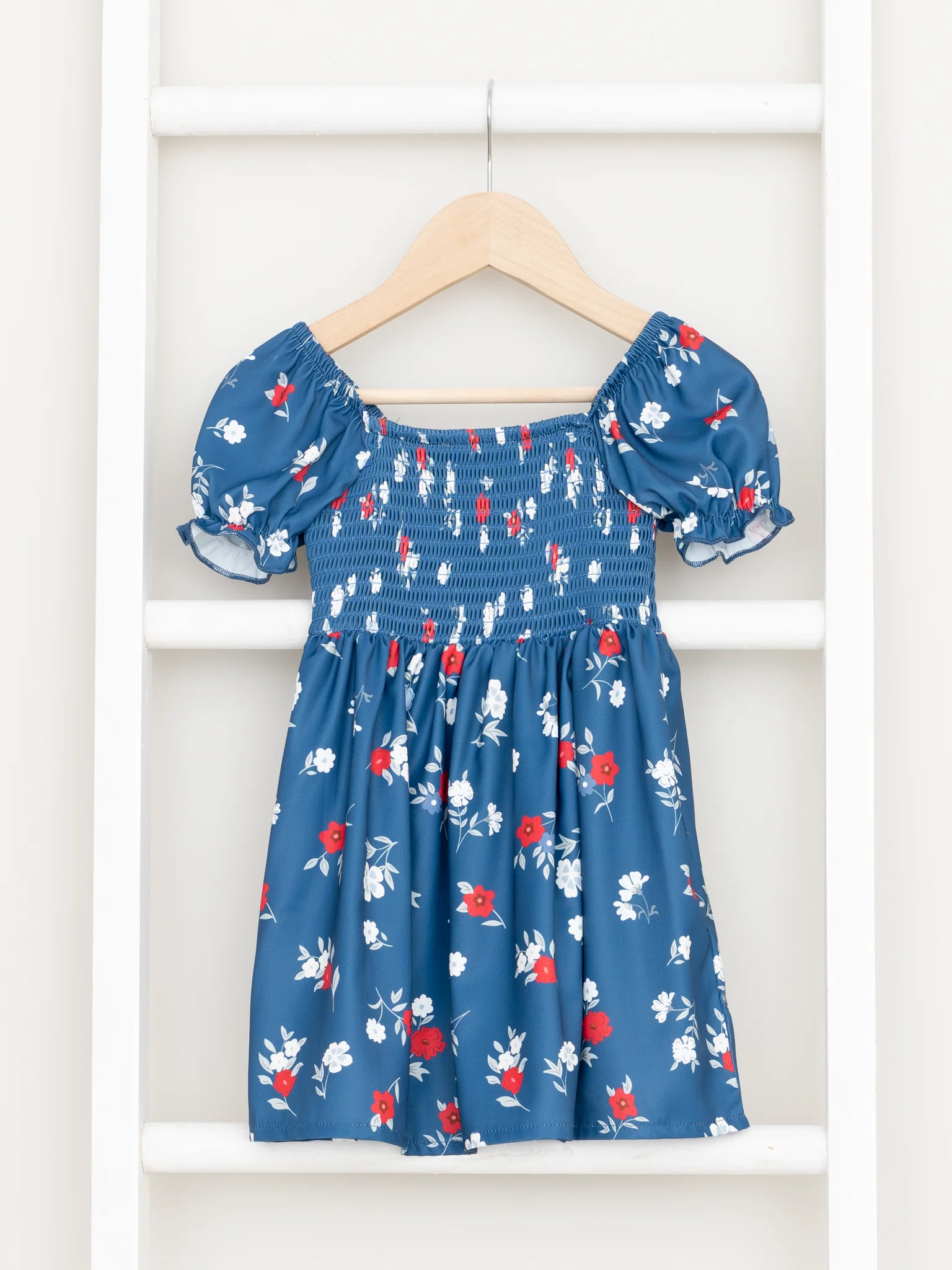 Mom & Me Smocked Navy Floral Dress - Image 3