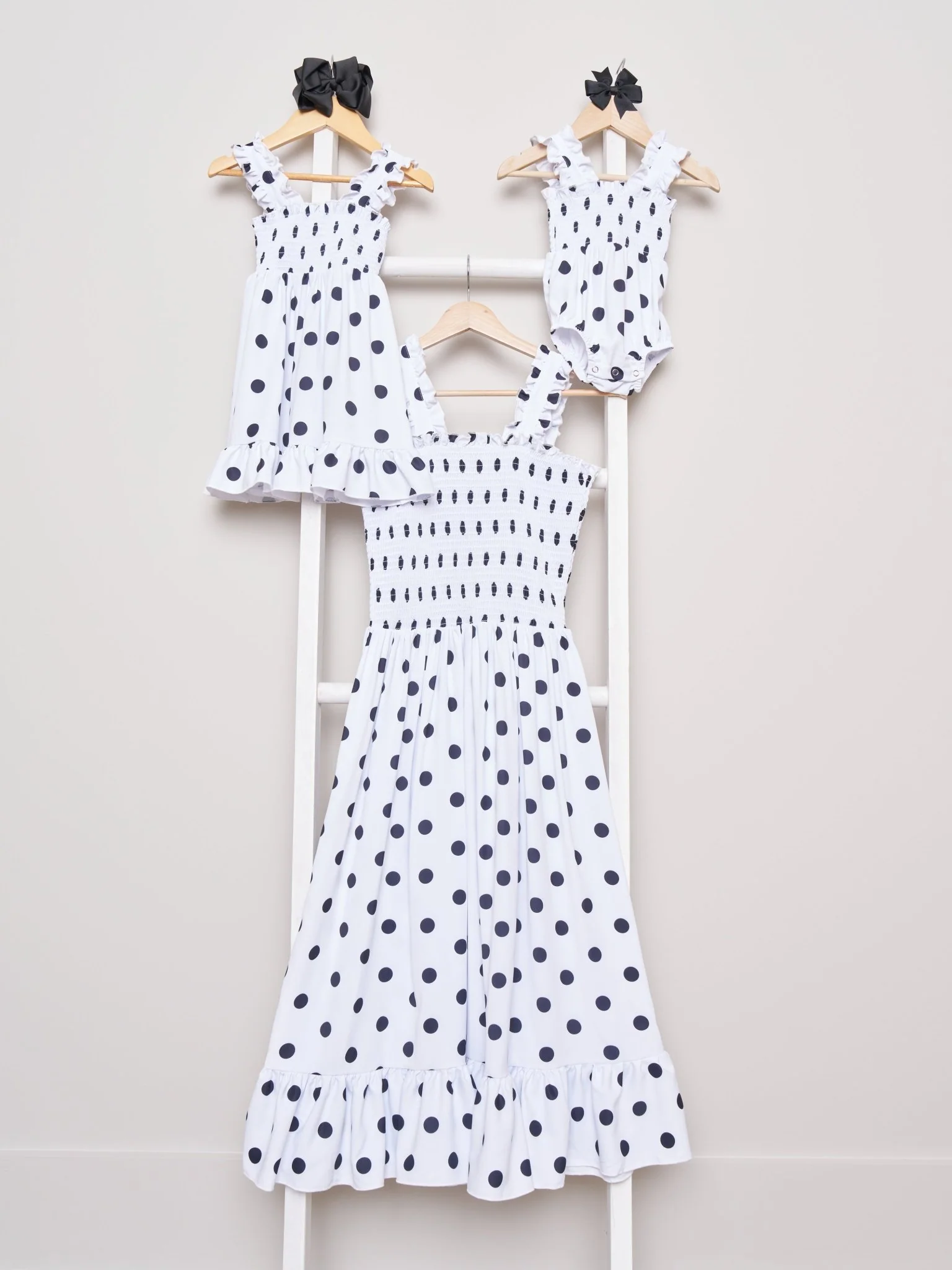 Mom & Me Smocked Polka Dot Dress & Bubble