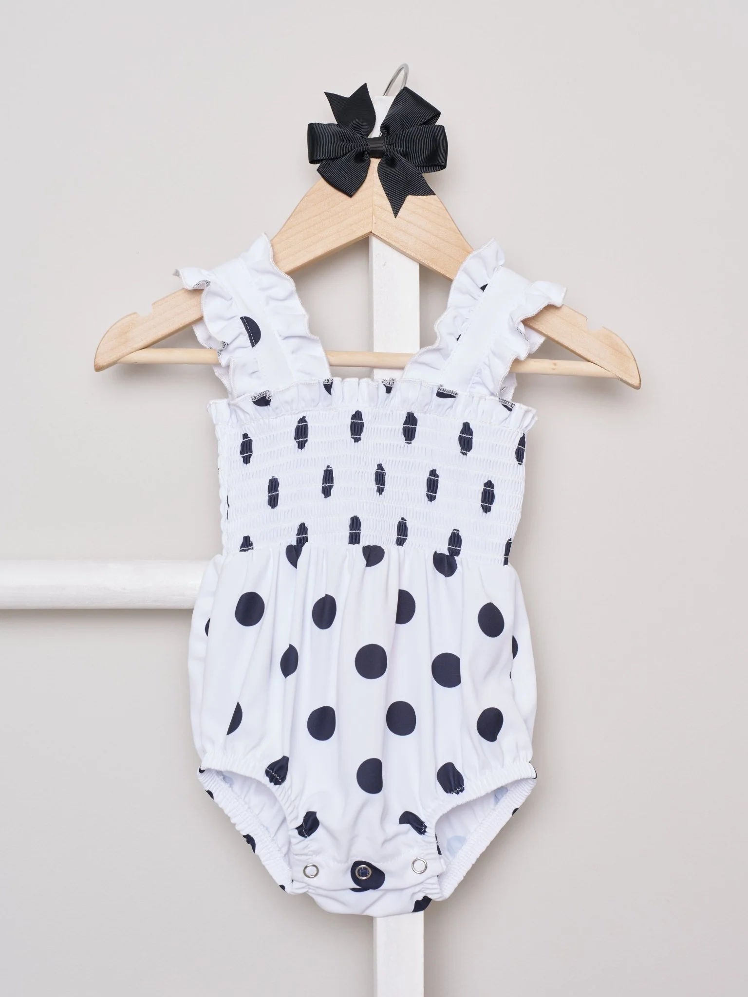 Mom & Me Smocked Polka Dot Dress & Bubble - Image 7