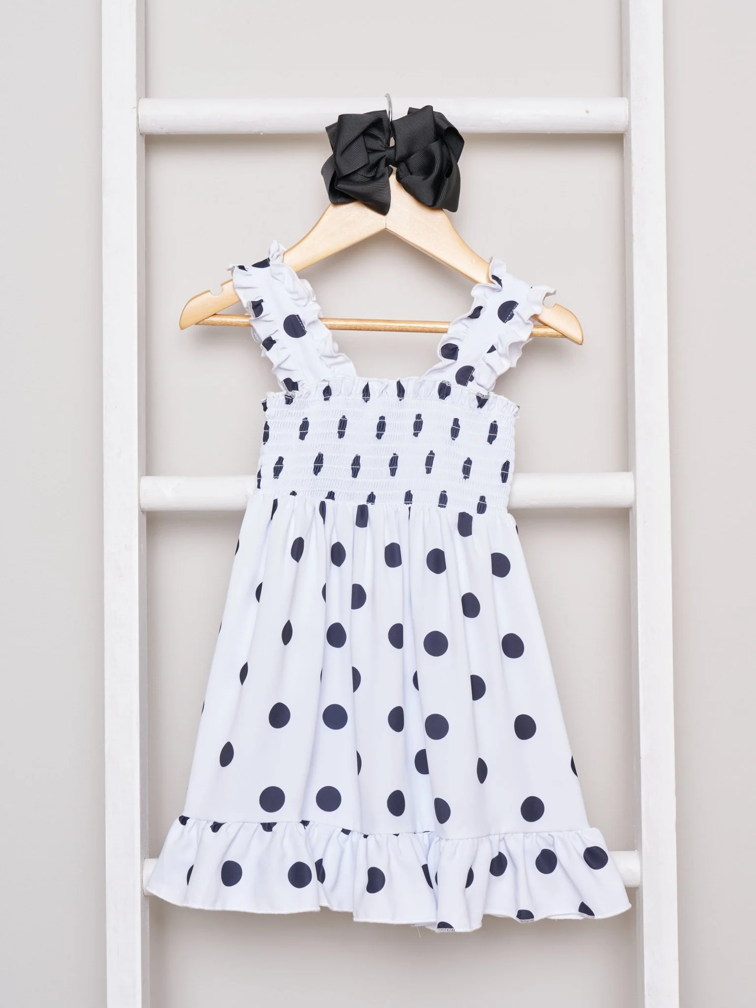Mom & Me Smocked Polka Dot Dress & Bubble - Image 8