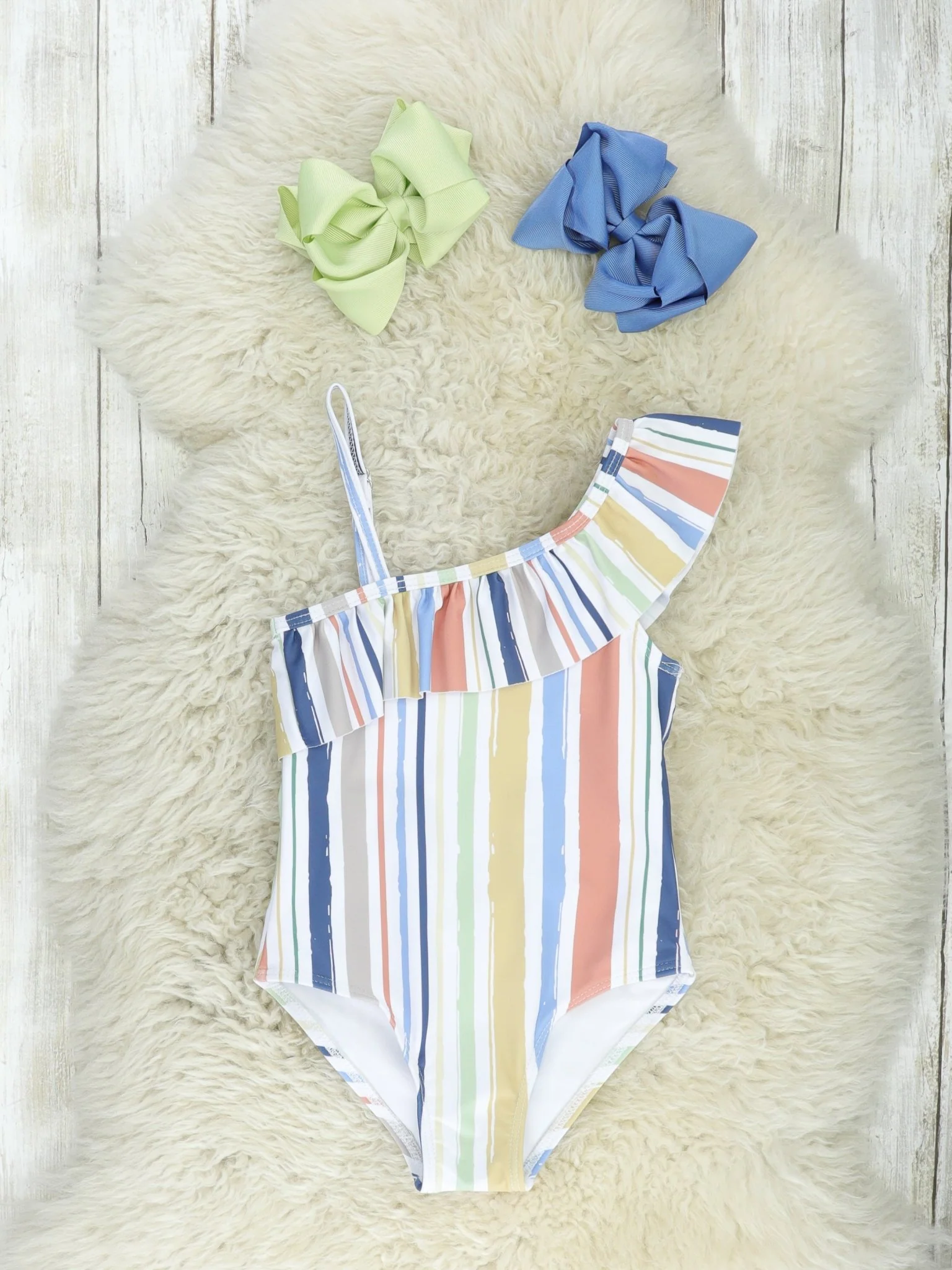 Mom & Me Striped Asymmetrical One-Piece Swimsuit - Image 2