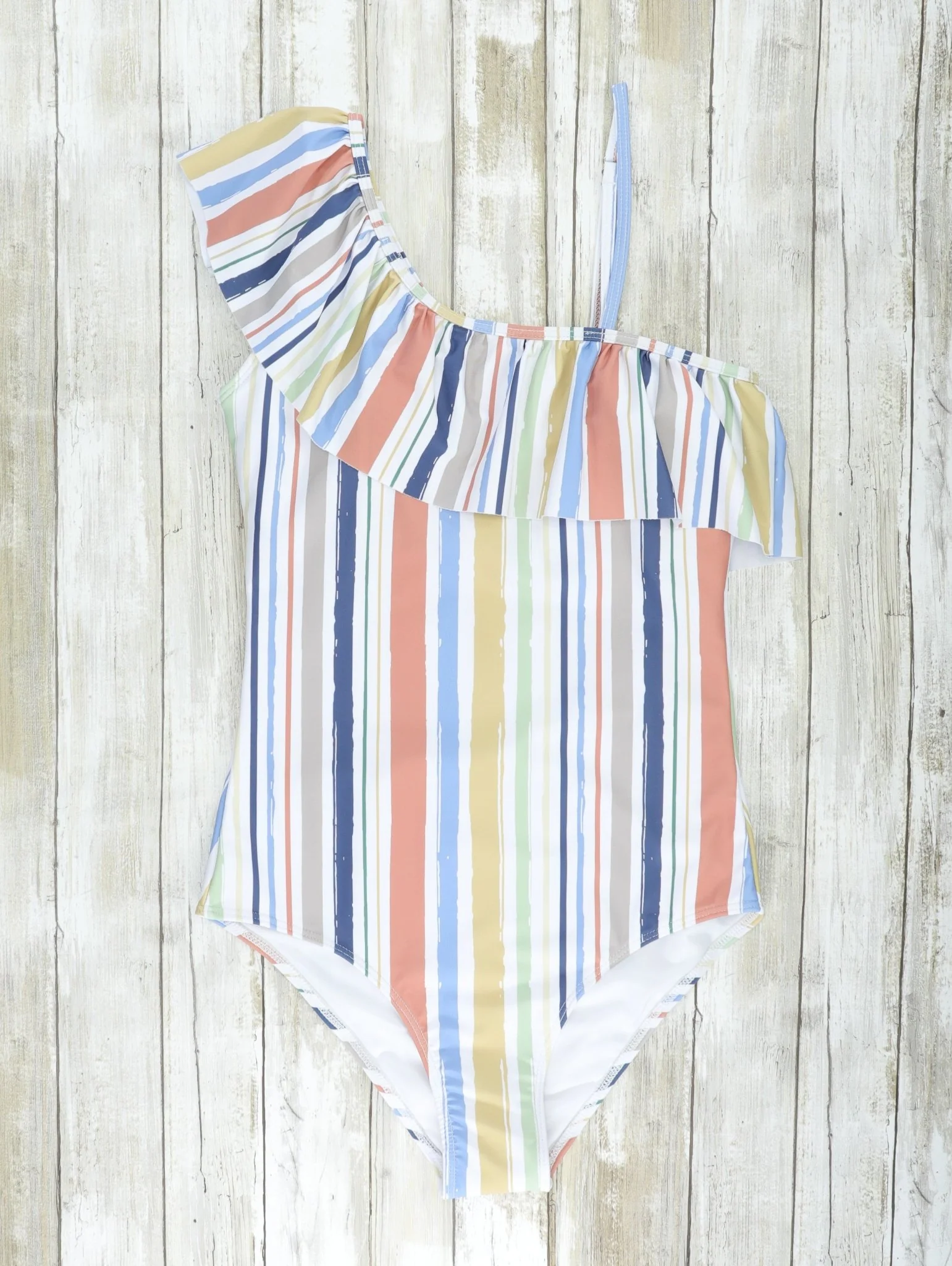 Mom & Me Striped Asymmetrical One-Piece Swimsuit - Image 3