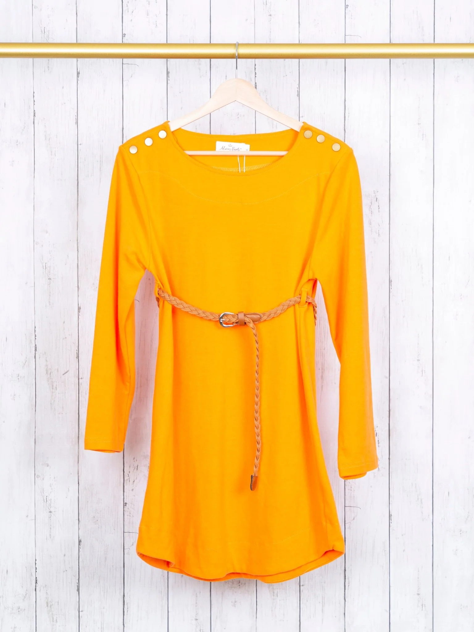 Mom & Me Tangerine Button Dress W/ Braided Belt - Image 3