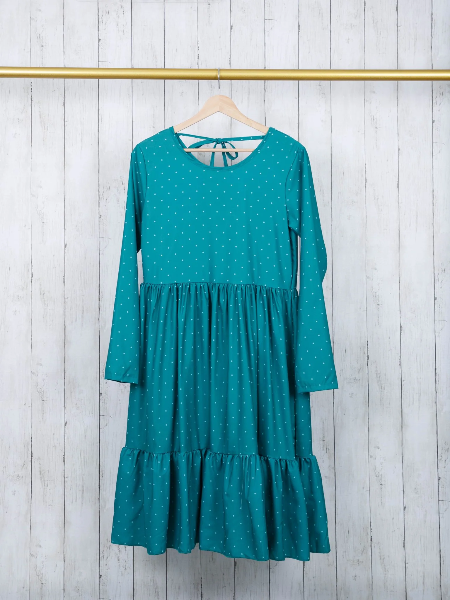 Mom & Me Teal Polka Dot Ruffle Tie Dress - Image 3
