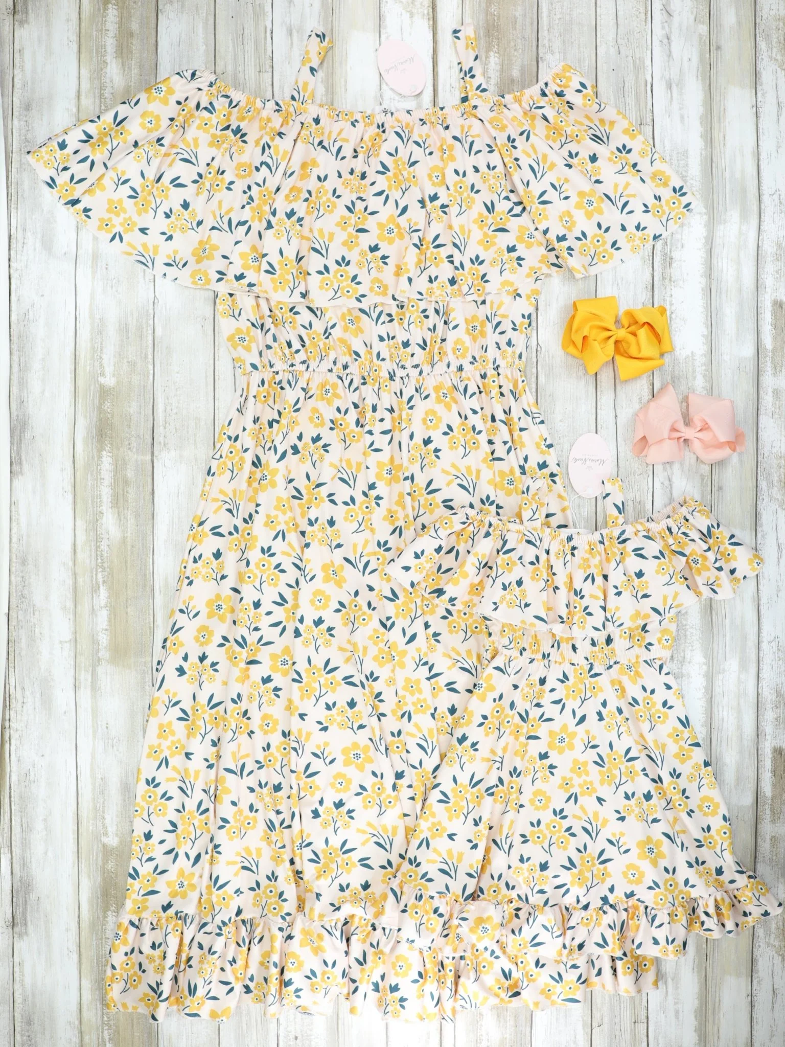 Mom & Me Yellow Floral Ruffle Dress