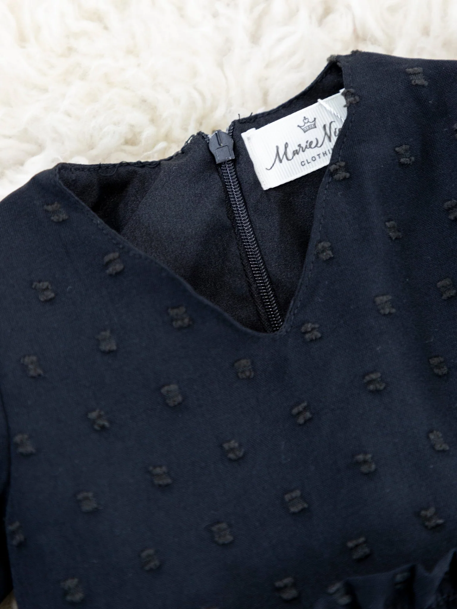 Mom Black Swiss Dot Tiered Dress - Image 3