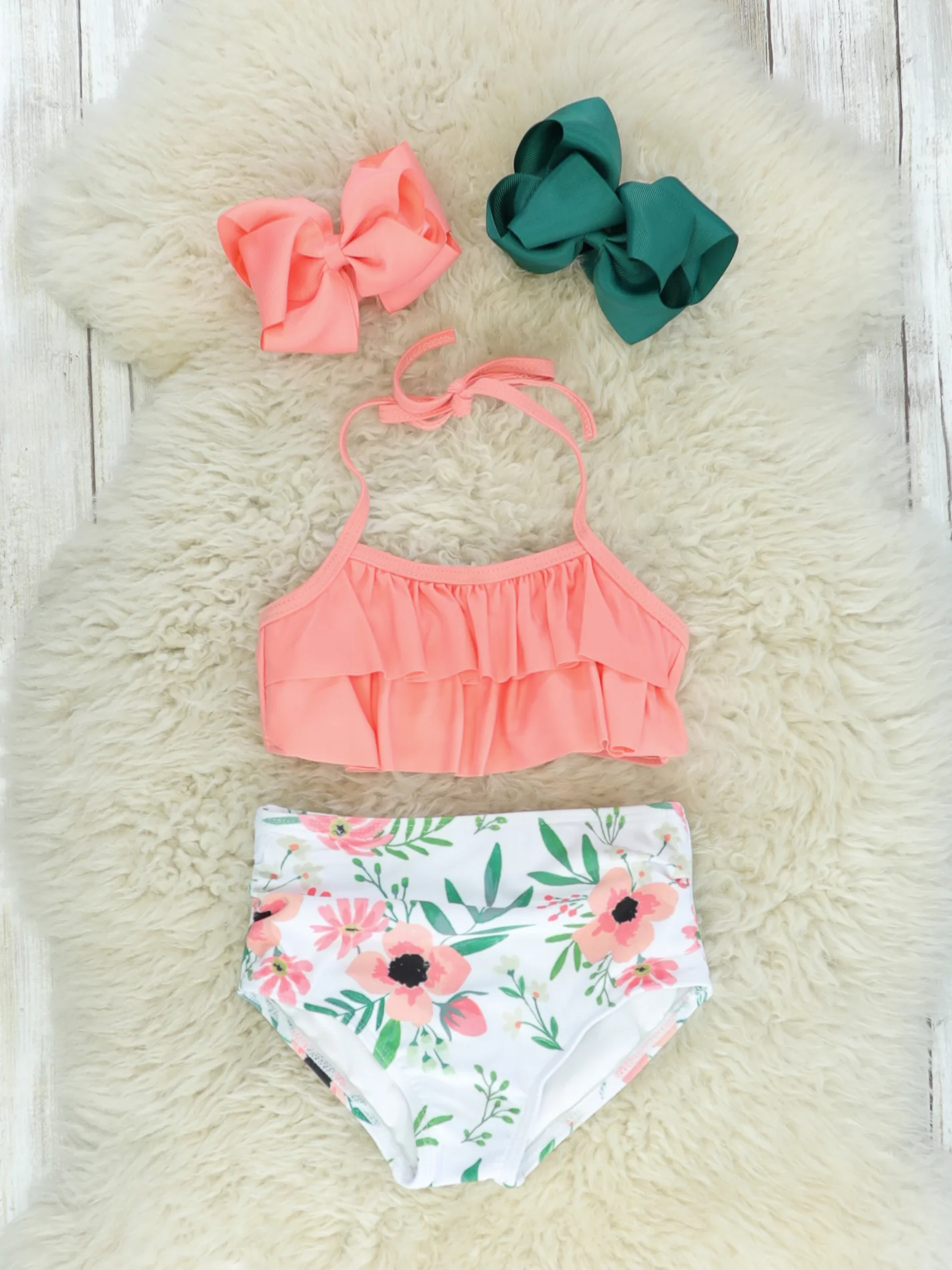 Mom & Me Apricot Anemone Ruffle Swimsuit - Image 2