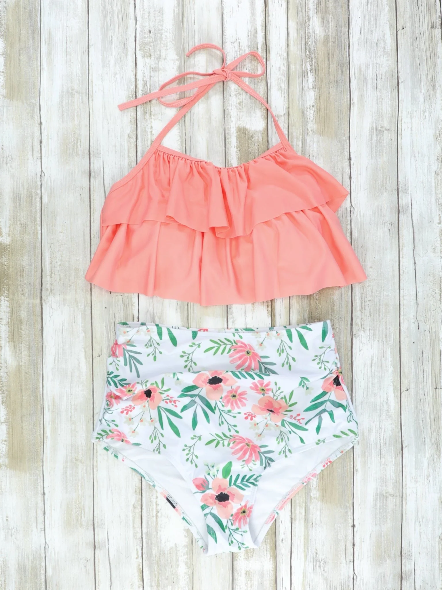 Mom & Me Apricot Anemone Ruffle Swimsuit - Image 3