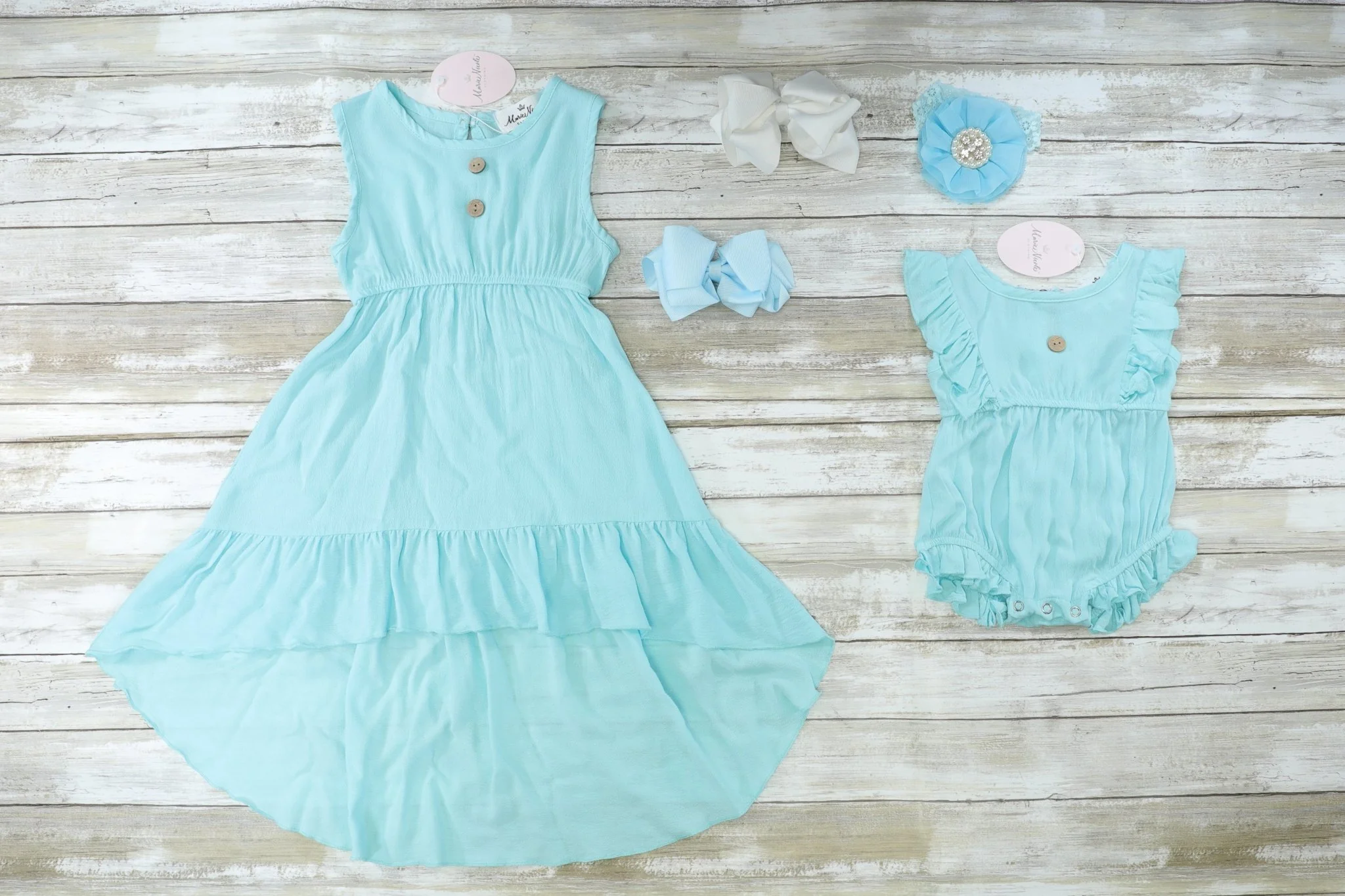 Mom & Me Aqua Maxi Dress & Romper - Beachwear - Image 3