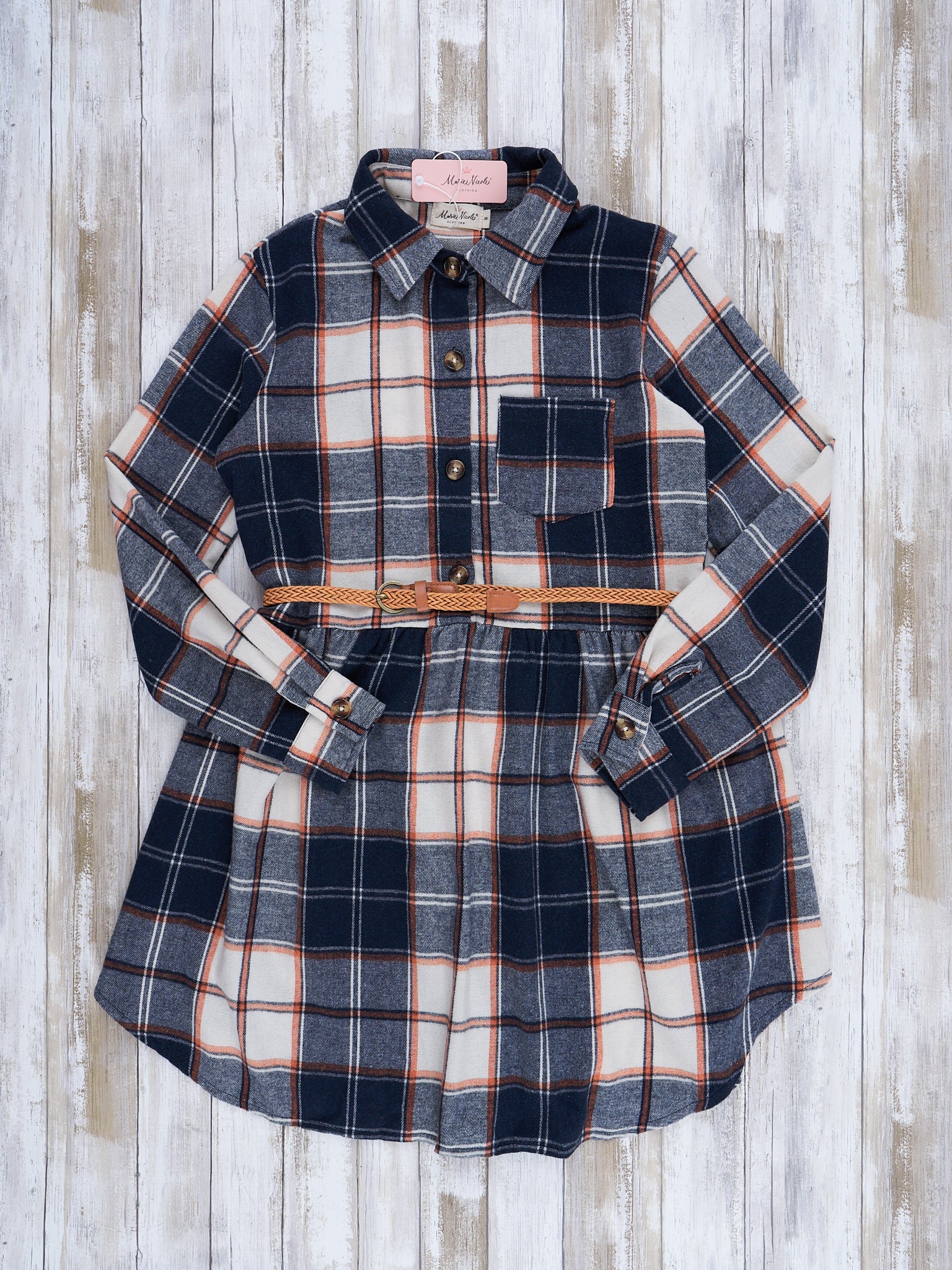 Mom & Me Autumnal Plaid Belted Tunic & Button Up Shirt - Image 10